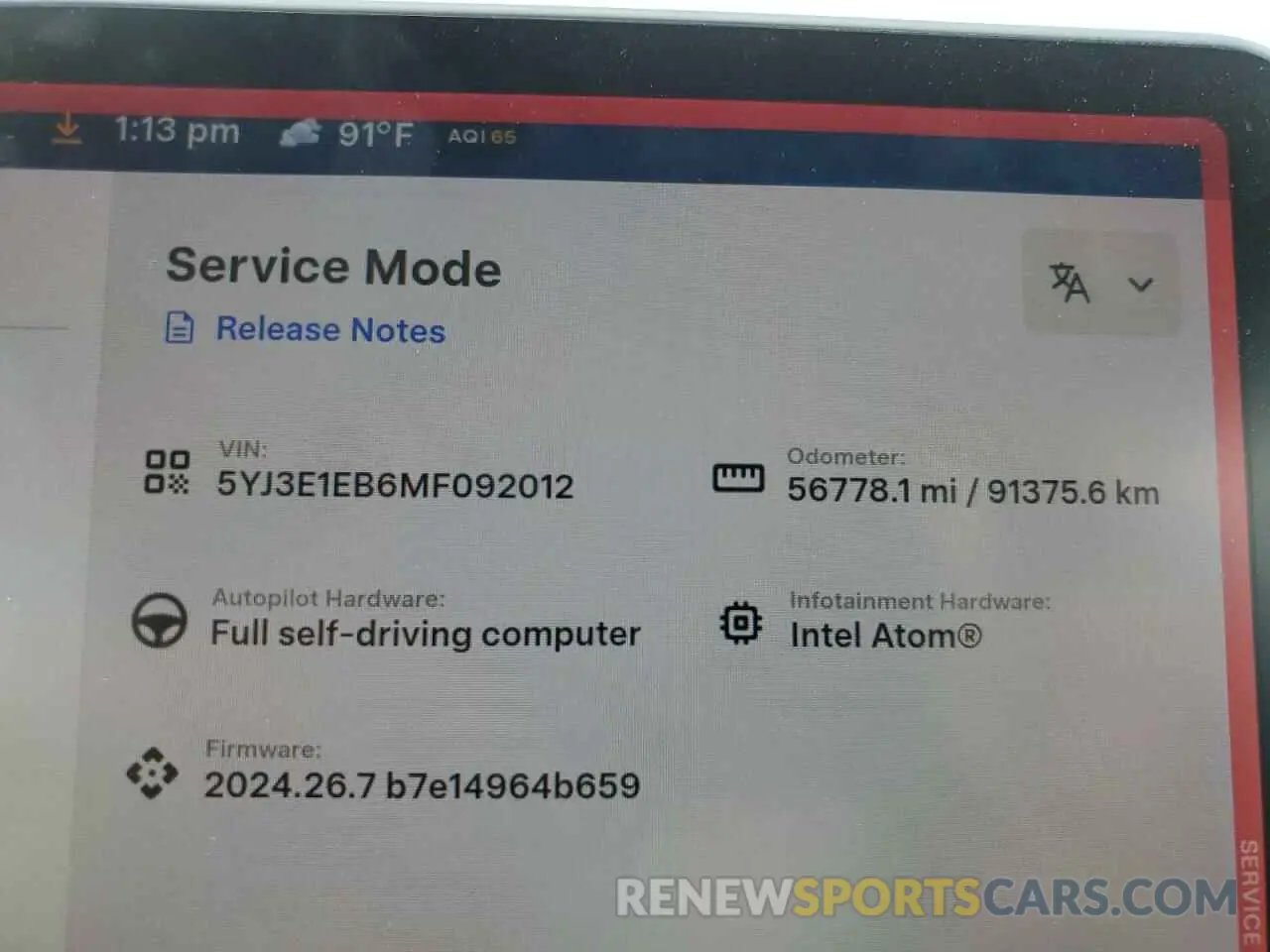 9 fotografías del automóvil dañado 5YJ3E1EB6MF092012 TESLA MODEL 3 2021