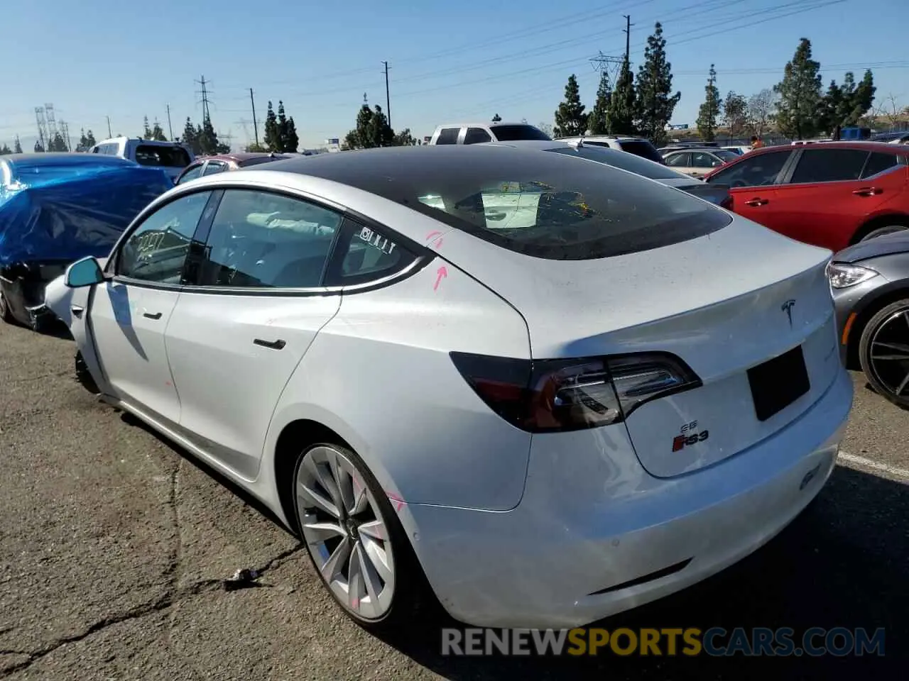 2 fotografías del automóvil dañado 5YJ3E1EB6MF868896 TESLA MODEL 3 2021
