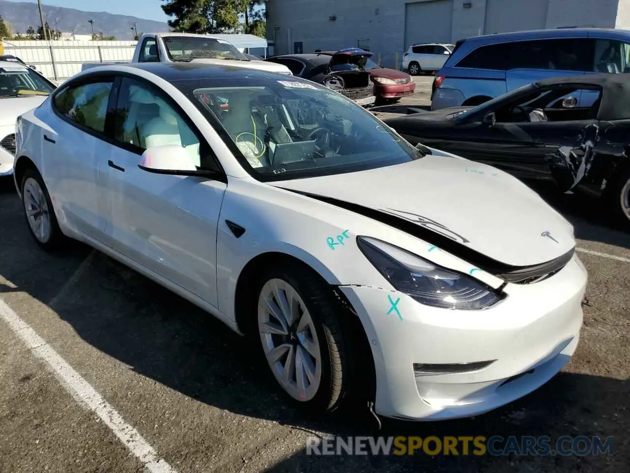 4 fotografías del automóvil dañado 5YJ3E1EB6MF868896 TESLA MODEL 3 2021