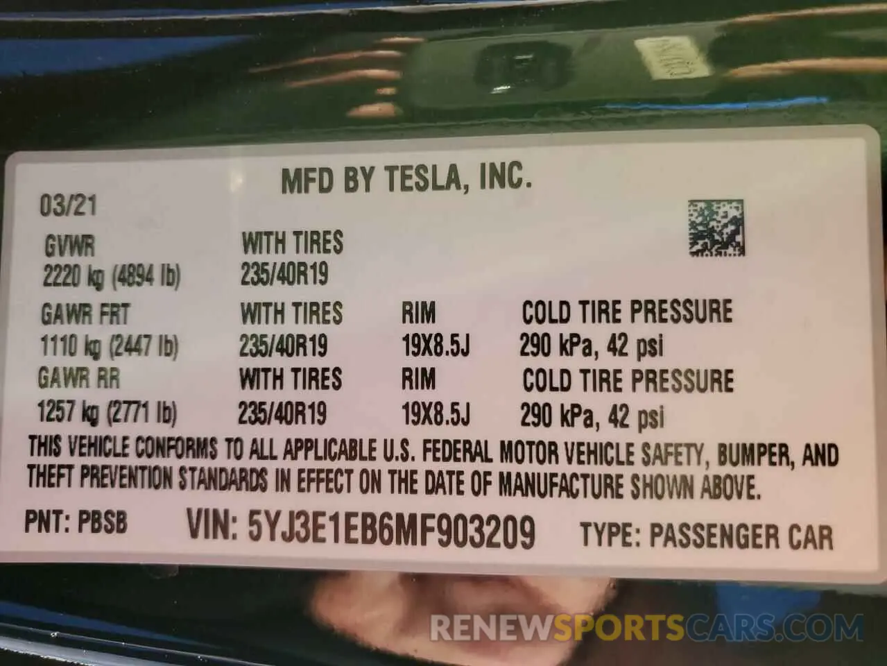 13 fotografías del automóvil dañado 5YJ3E1EB6MF903209 TESLA MODEL 3 2021