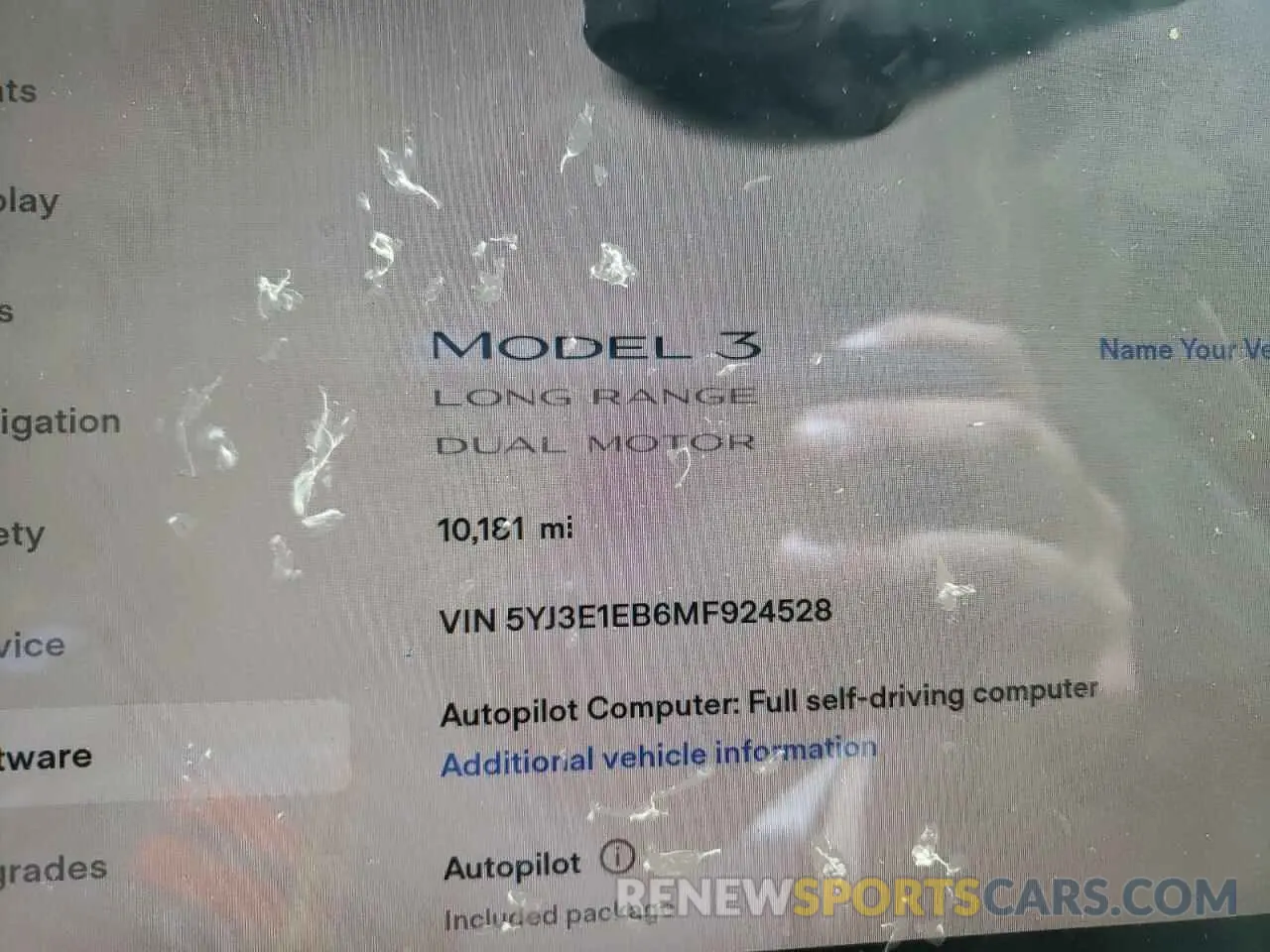 8 fotografías del automóvil dañado 5YJ3E1EB6MF924528 TESLA MODEL 3 2021