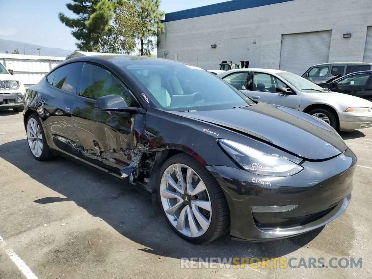 4 fotografías del automóvil dañado 5YJ3E1EB6MF926943 TESLA MODEL 3 2021