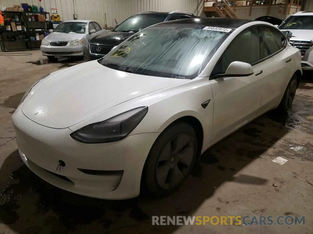2 fotografías del automóvil dañado 5YJ3E1EB6MF979464 TESLA MODEL 3 2021