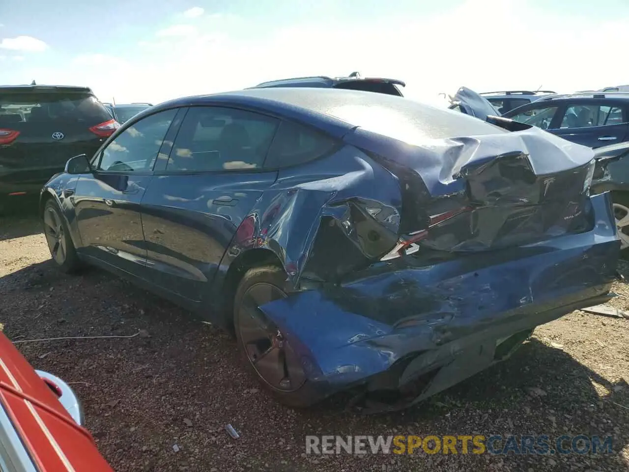 2 fotografías del automóvil dañado 5YJ3E1EB6MF980601 TESLA MODEL 3 2021
