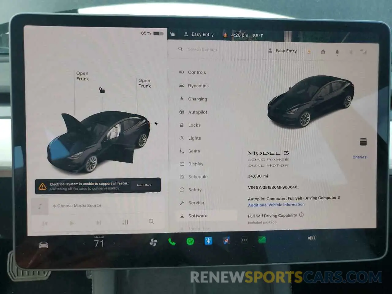 9 fotografías del automóvil dañado 5YJ3E1EB6MF980646 TESLA MODEL 3 2021