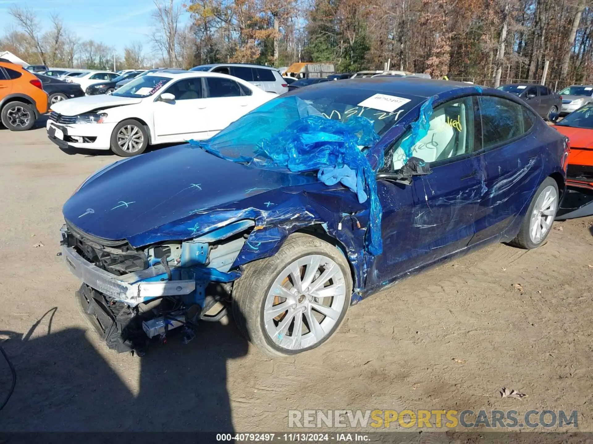 2 fotografías del automóvil dañado 5YJ3E1EB6MF980744 TESLA MODEL 3 2021