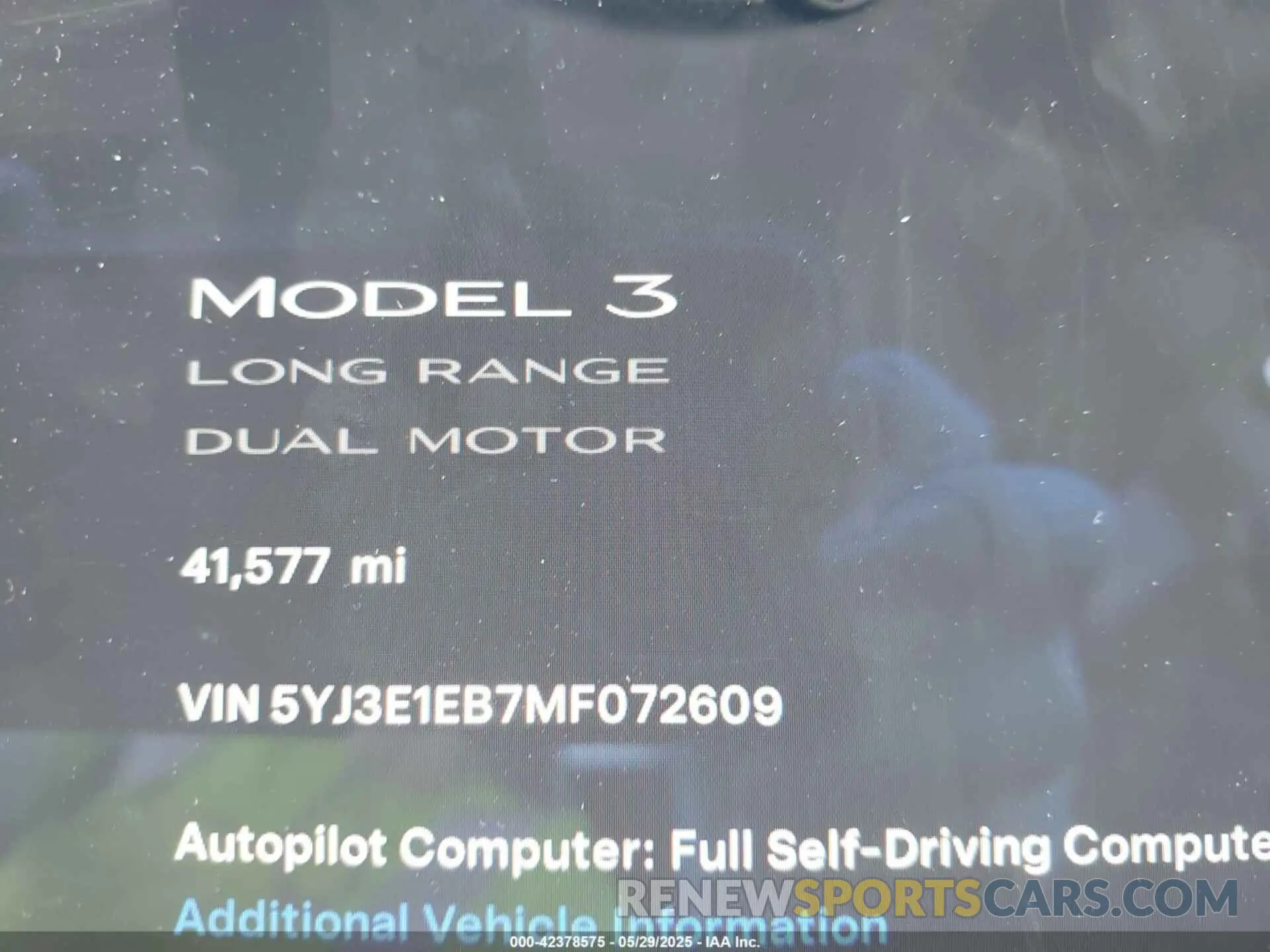 15 fotografías del automóvil dañado 5YJ3E1EB7MF072609 TESLA MODEL 3 2021