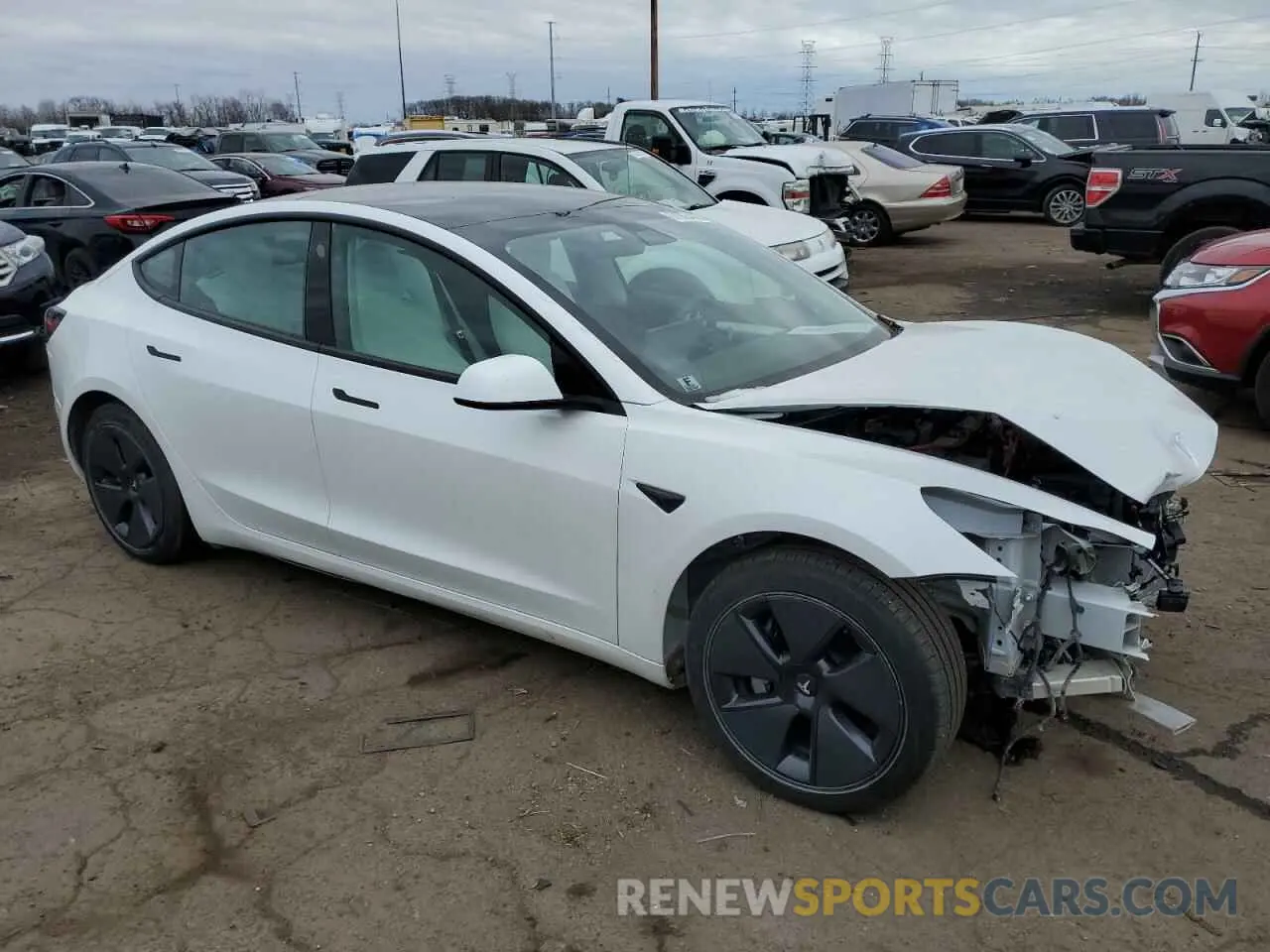 4 fotografías del automóvil dañado 5YJ3E1EB7MF960860 TESLA MODEL 3 2021