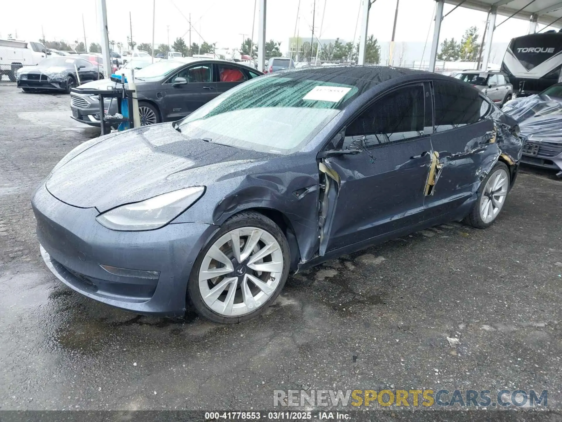 2 fotografías del automóvil dañado 5YJ3E1EB8MF936695 TESLA MODEL 3 2021