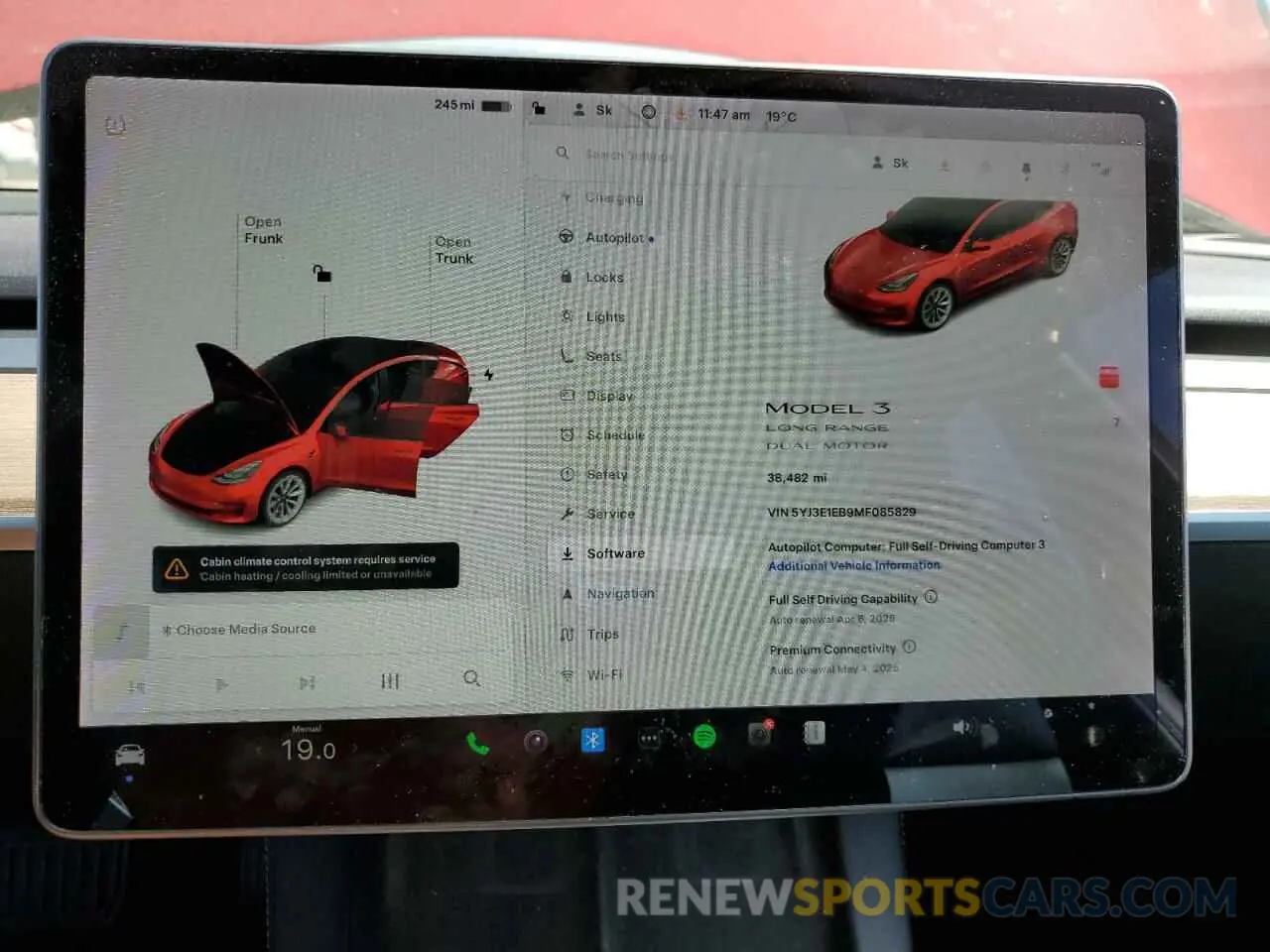 9 fotografías del automóvil dañado 5YJ3E1EB9MF085829 TESLA MODEL 3 2021