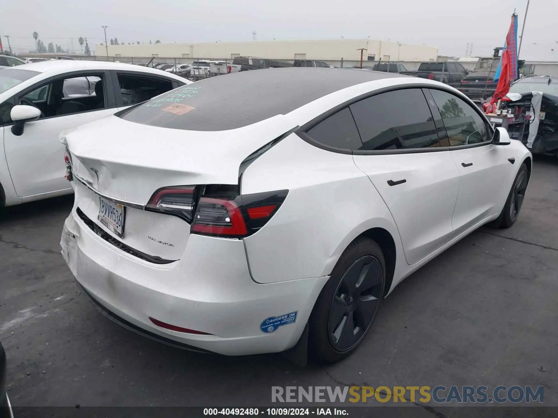 4 fotografías del automóvil dañado 5YJ3E1EB9MF939038 TESLA MODEL 3 2021
