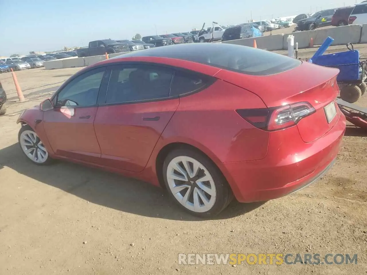 2 fotografías del automóvil dañado 5YJ3E1EB9MF990054 TESLA MODEL 3 2021