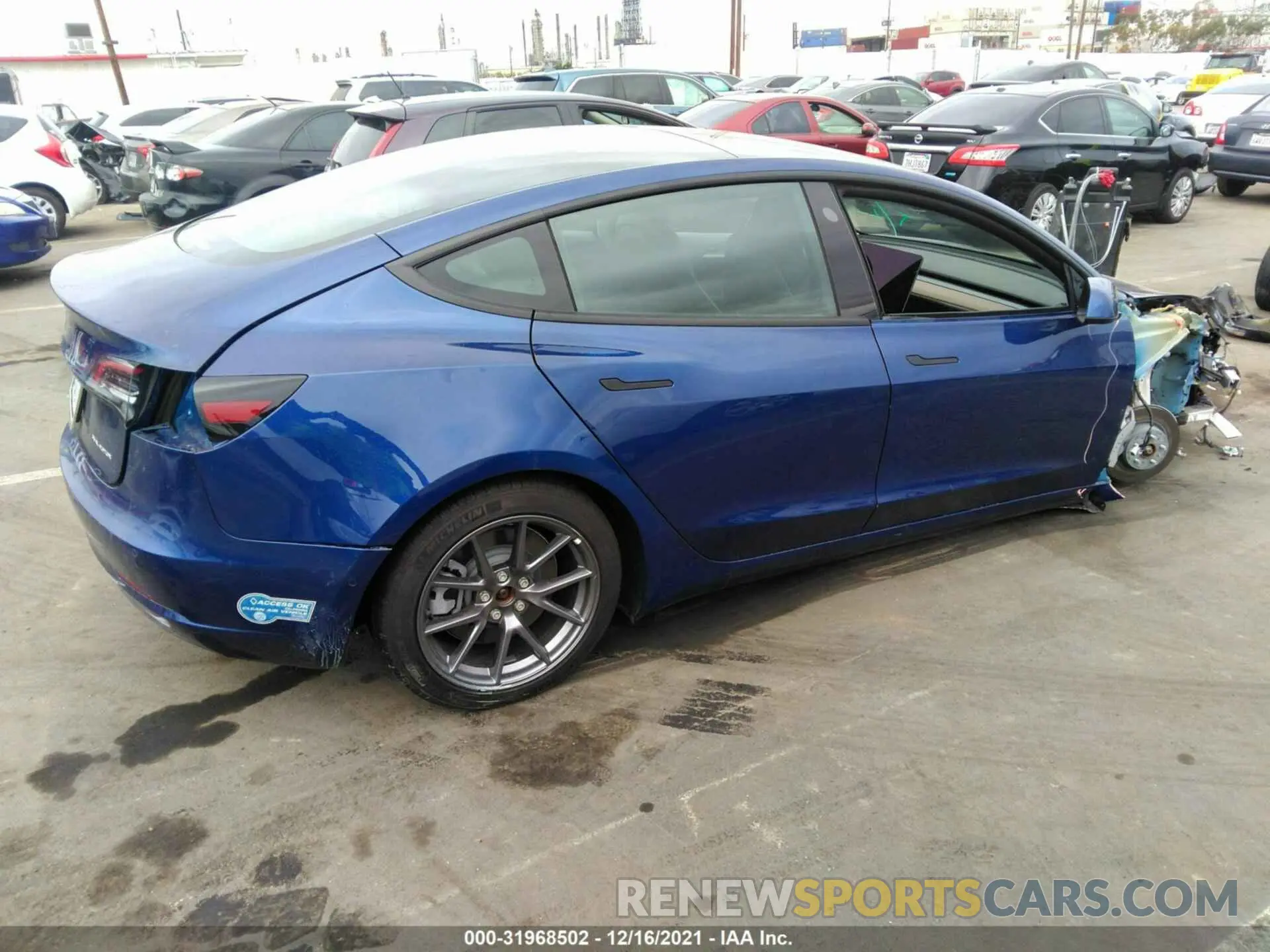 4 fotografías del automóvil dañado 5YJ3E1EBXMF003610 TESLA MODEL 3 2021