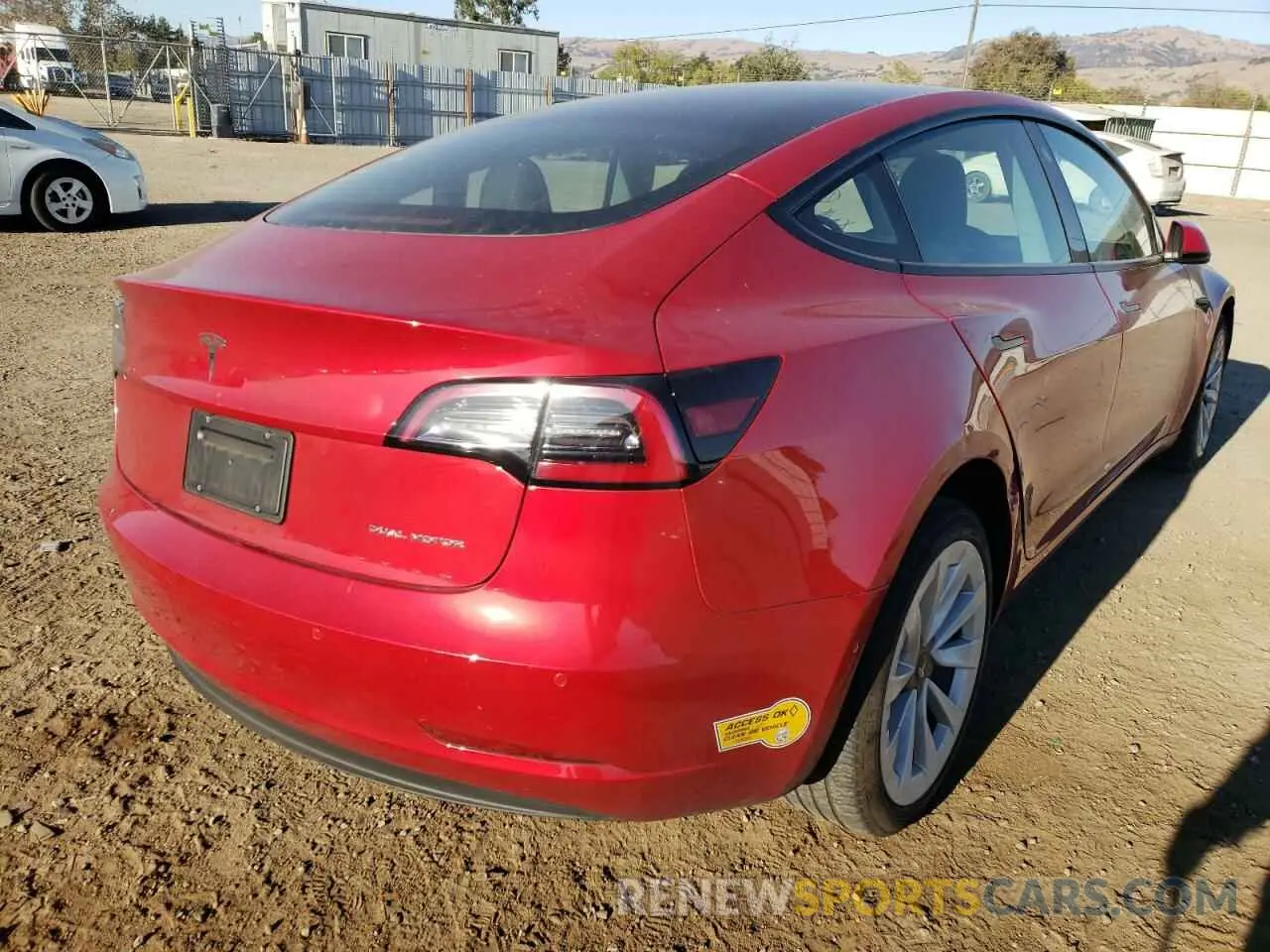 4 fotografías del automóvil dañado 5YJ3E1EBXMF064987 TESLA MODEL 3 2021