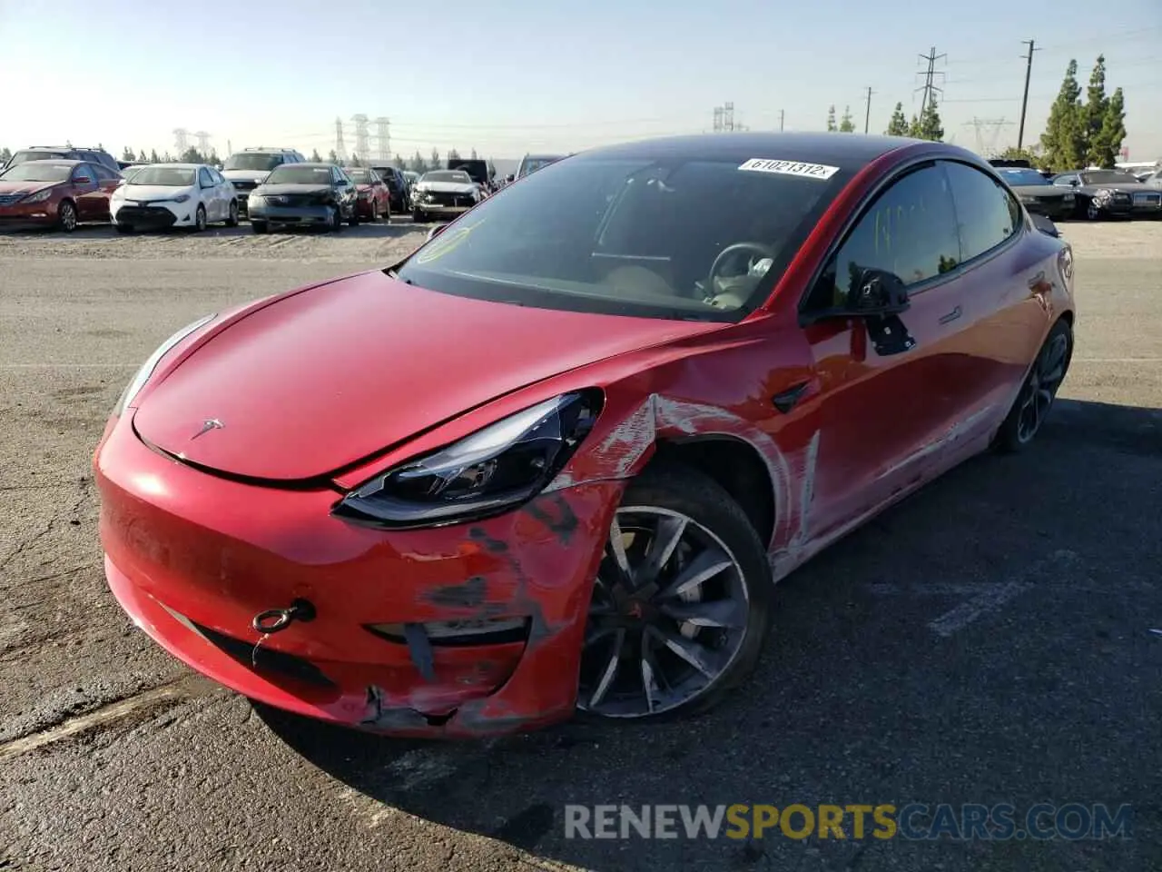 2 fotografías del automóvil dañado 5YJ3E1EBXMF085466 TESLA MODEL 3 2021