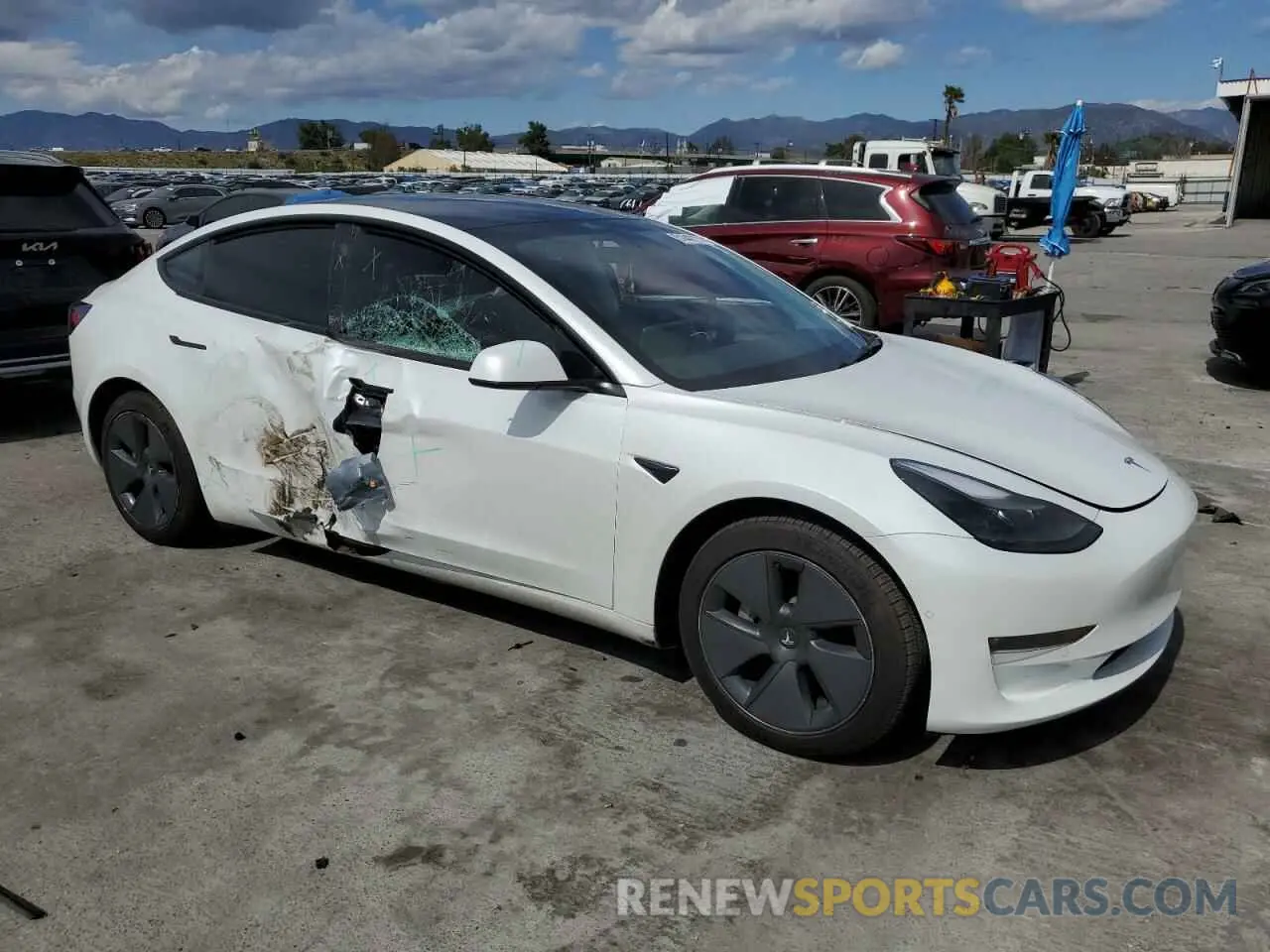 4 fotografías del automóvil dañado 5YJ3E1EBXMF150364 TESLA MODEL 3 2021