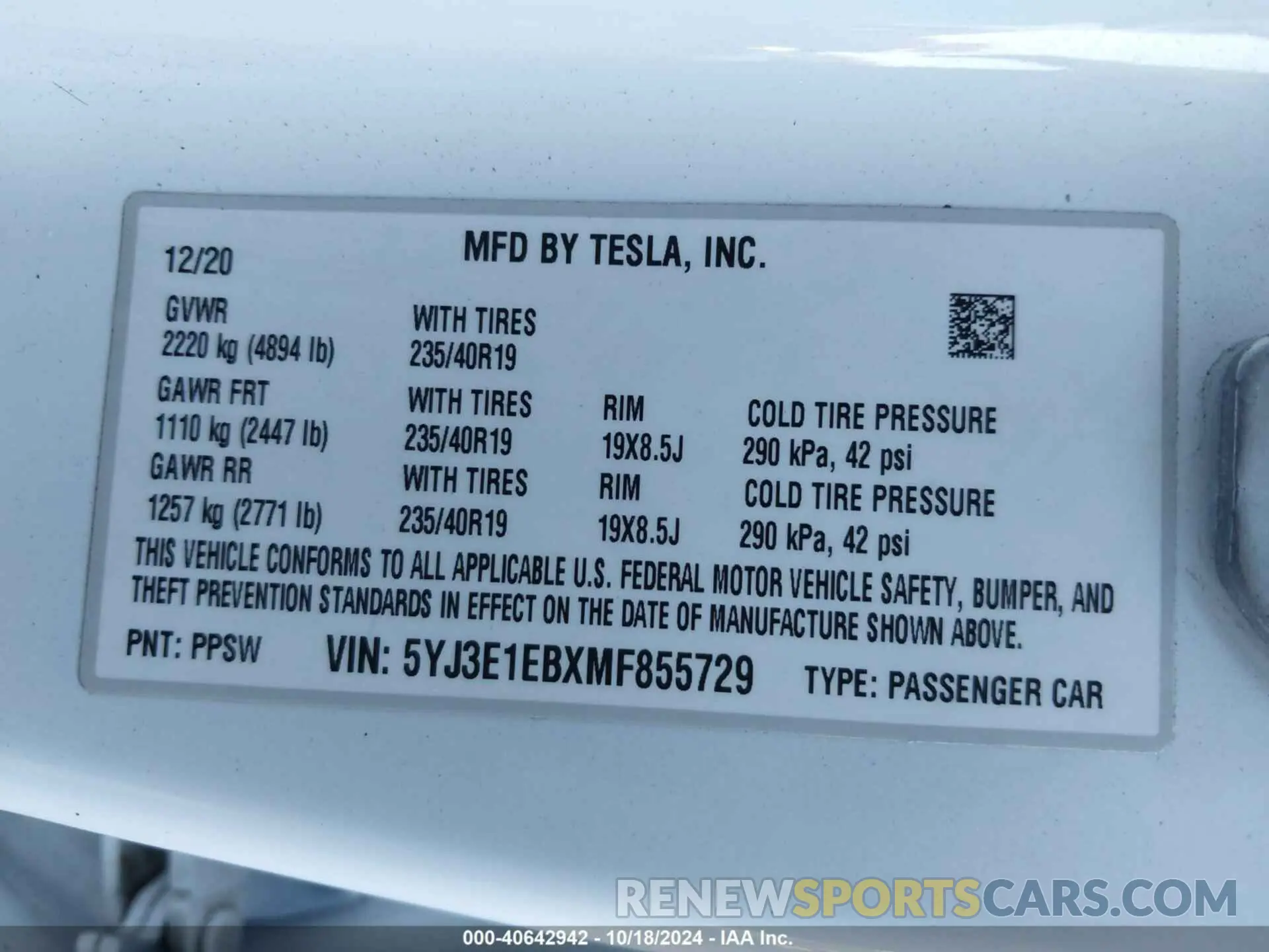 9 fotografías del automóvil dañado 5YJ3E1EBXMF855729 TESLA MODEL 3 2021