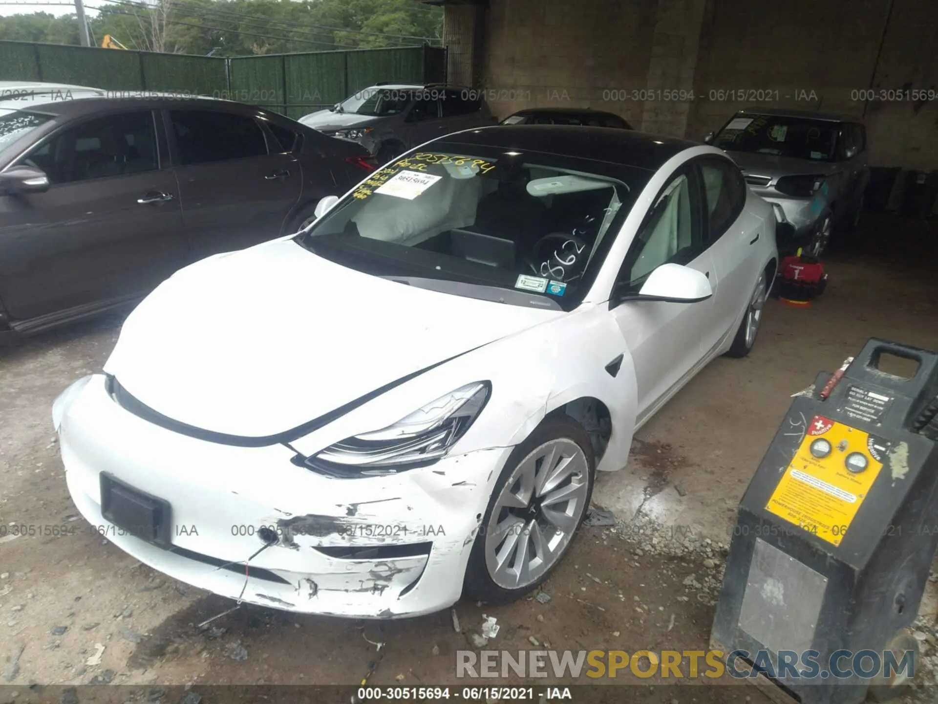 2 fotografías del automóvil dañado 5YJ3E1EBXMF862356 TESLA MODEL 3 2021
