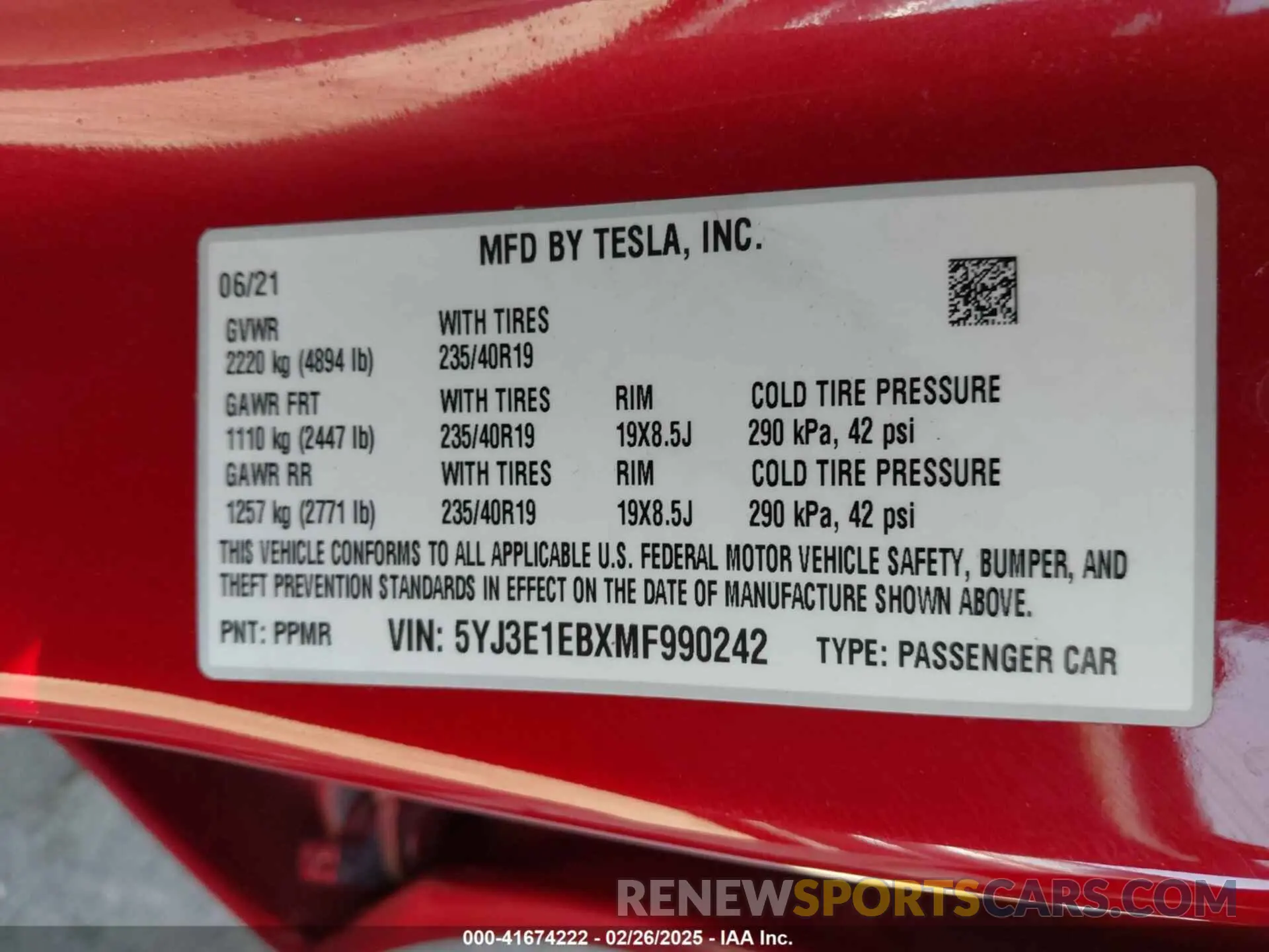 9 fotografías del automóvil dañado 5YJ3E1EBXMF990242 TESLA MODEL 3 2021