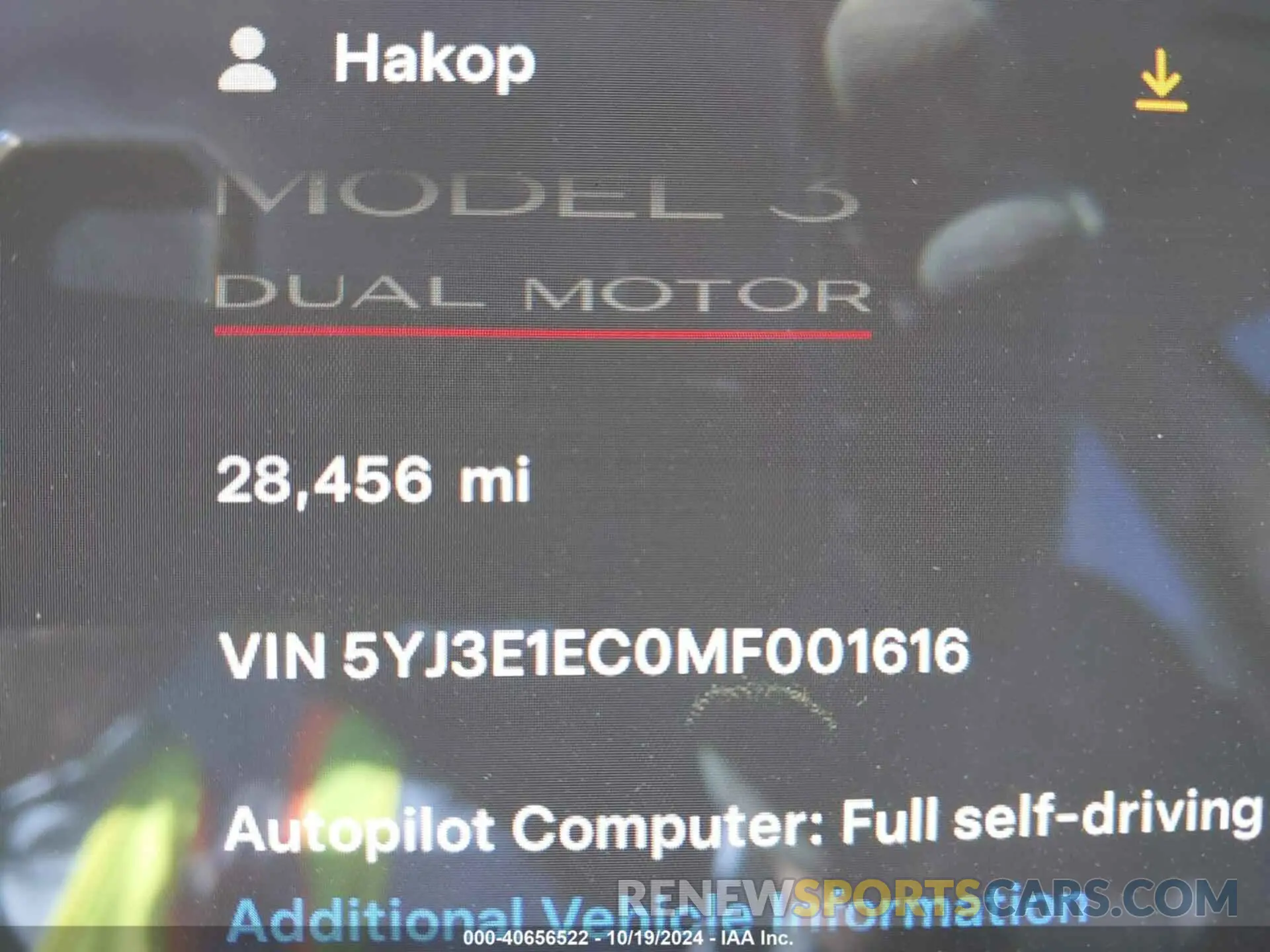 16 fotografías del automóvil dañado 5YJ3E1EC0MF001616 TESLA MODEL 3 2021