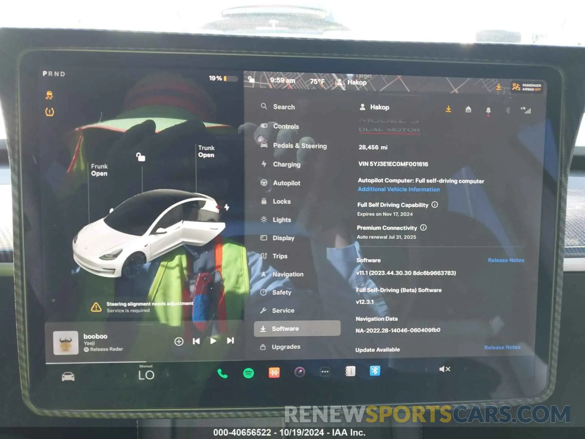 19 fotografías del automóvil dañado 5YJ3E1EC0MF001616 TESLA MODEL 3 2021