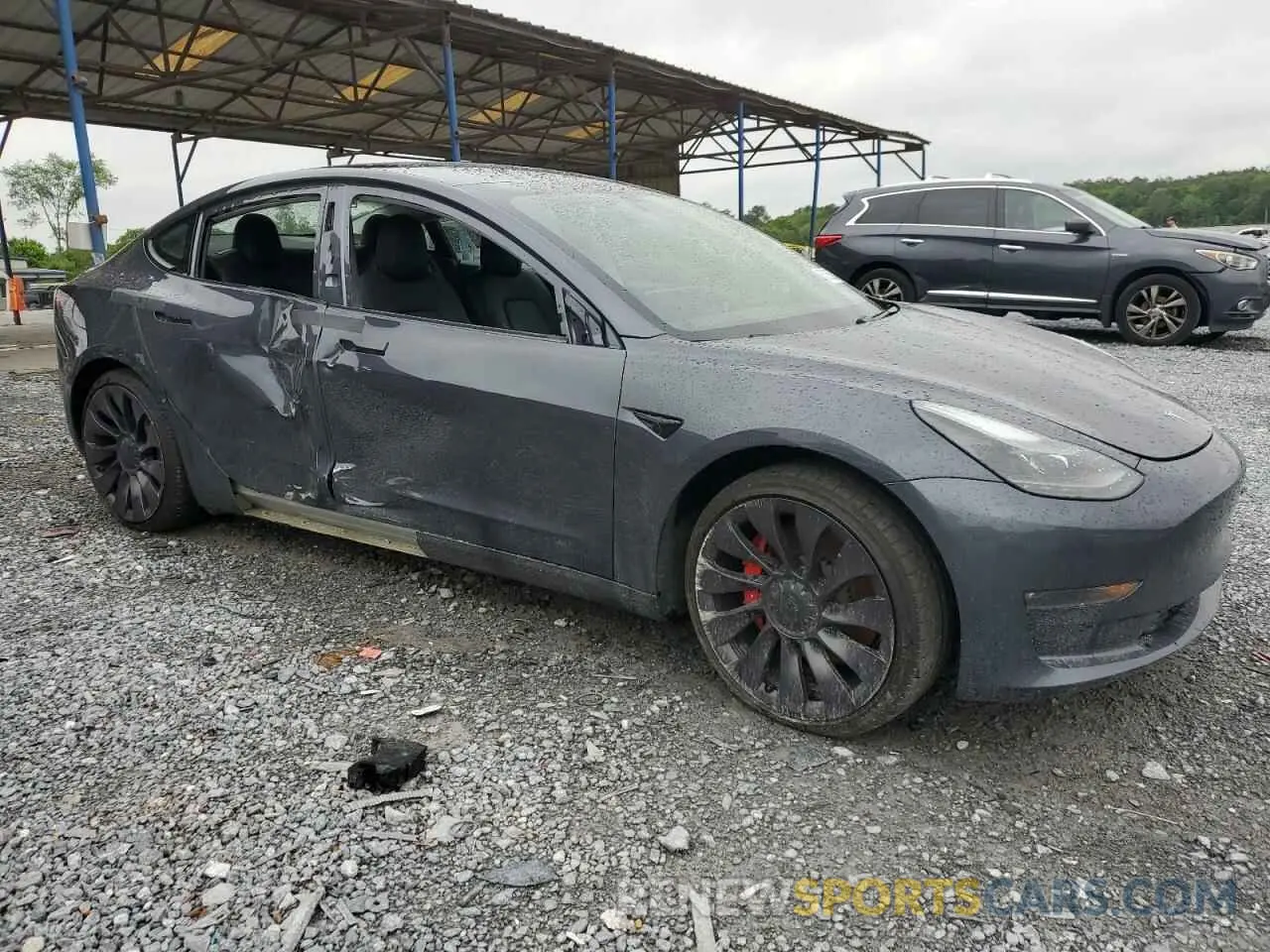 4 fotografías del automóvil dañado 5YJ3E1EC0MF913646 TESLA MODEL 3 2021