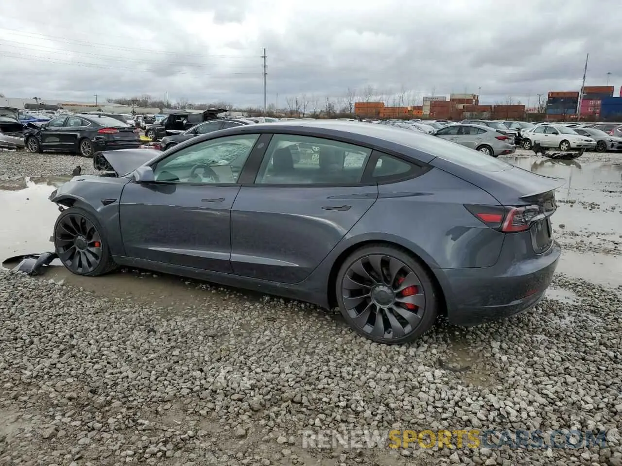 2 fotografías del automóvil dañado 5YJ3E1EC1MF056513 TESLA MODEL 3 2021