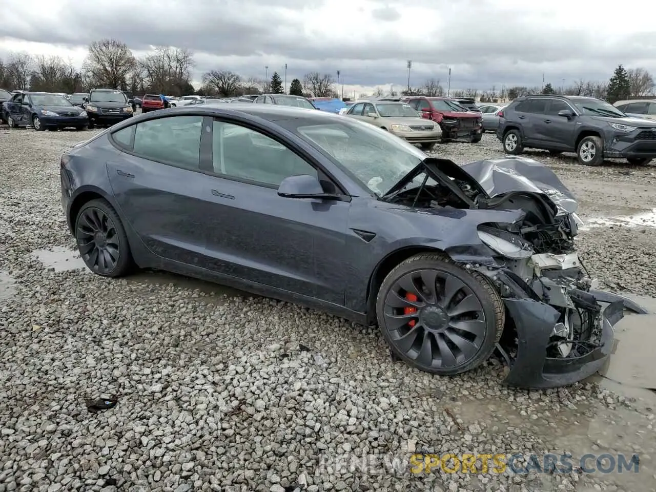 4 fotografías del automóvil dañado 5YJ3E1EC1MF056513 TESLA MODEL 3 2021