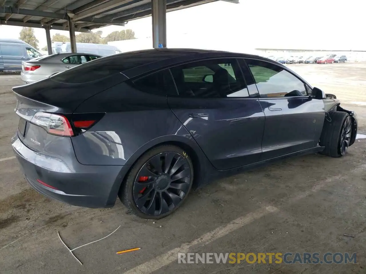 3 fotografías del automóvil dañado 5YJ3E1EC1MF074350 TESLA MODEL 3 2021