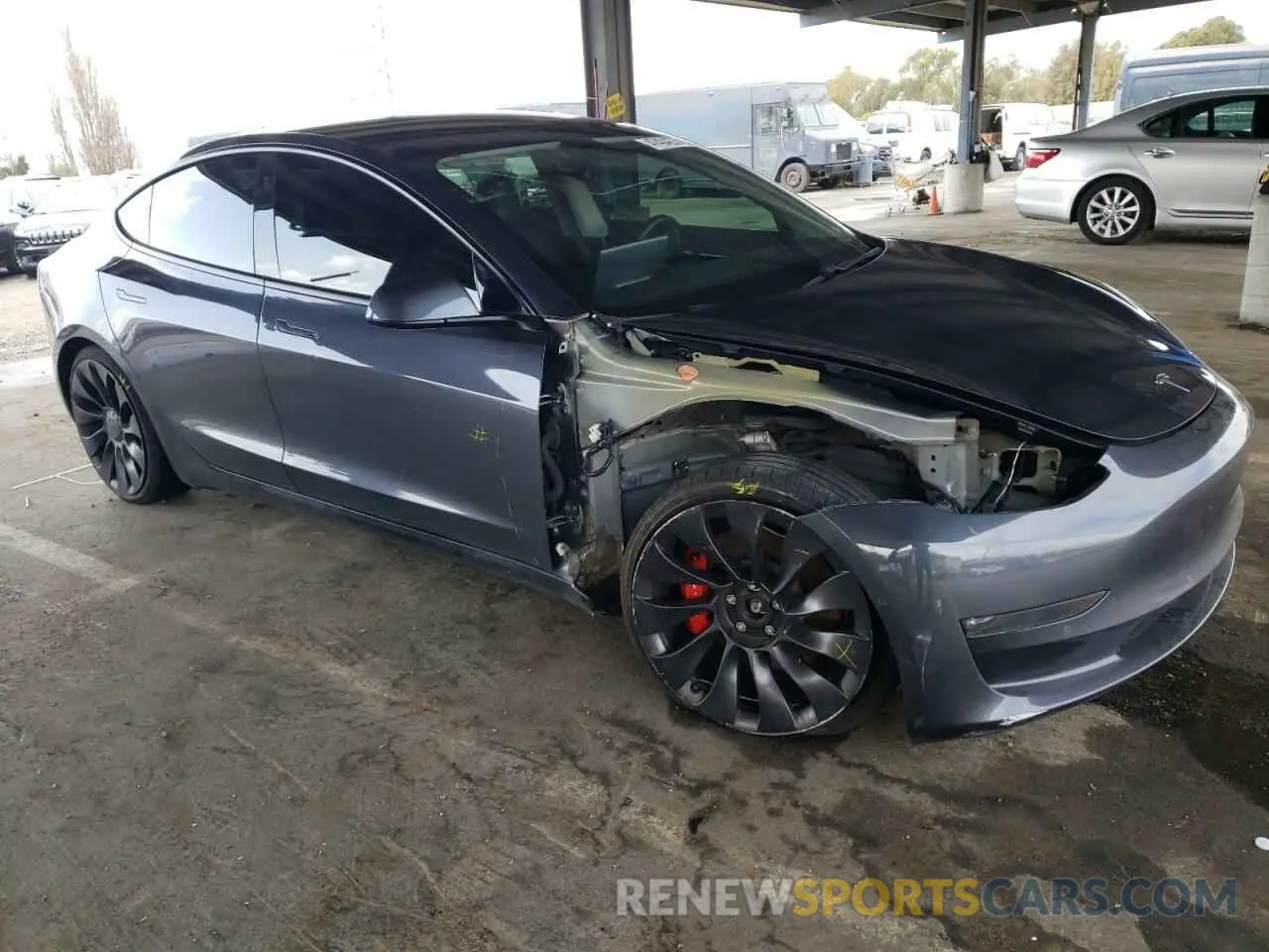 4 fotografías del automóvil dañado 5YJ3E1EC1MF074350 TESLA MODEL 3 2021
