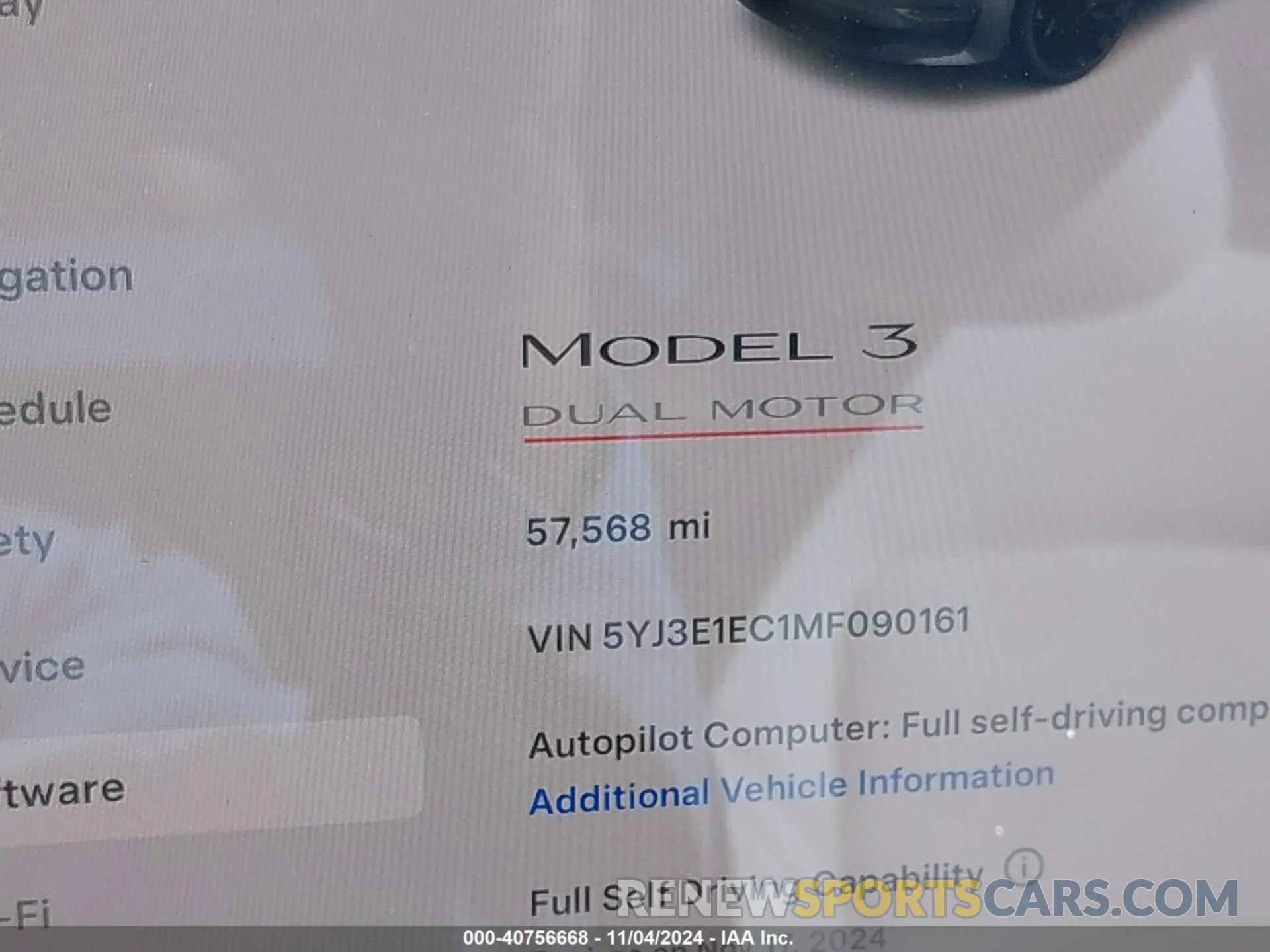 16 fotografías del automóvil dañado 5YJ3E1EC1MF090161 TESLA MODEL 3 2021