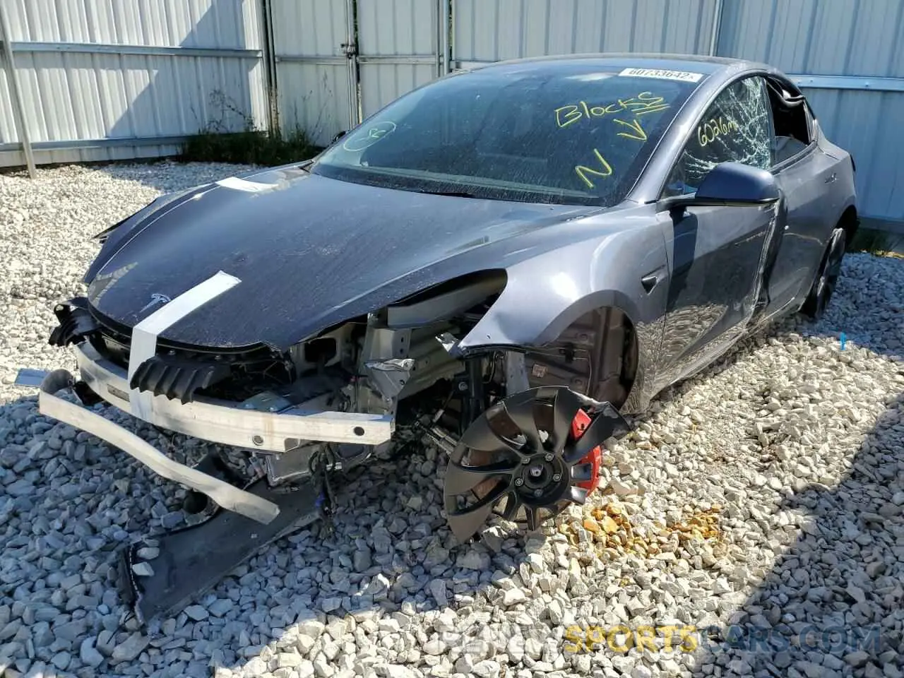 2 fotografías del automóvil dañado 5YJ3E1EC1MF092511 TESLA MODEL 3 2021