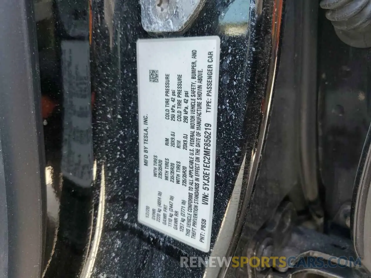 13 fotografías del automóvil dañado 5YJ3E1EC2MF856219 TESLA MODEL 3 2021