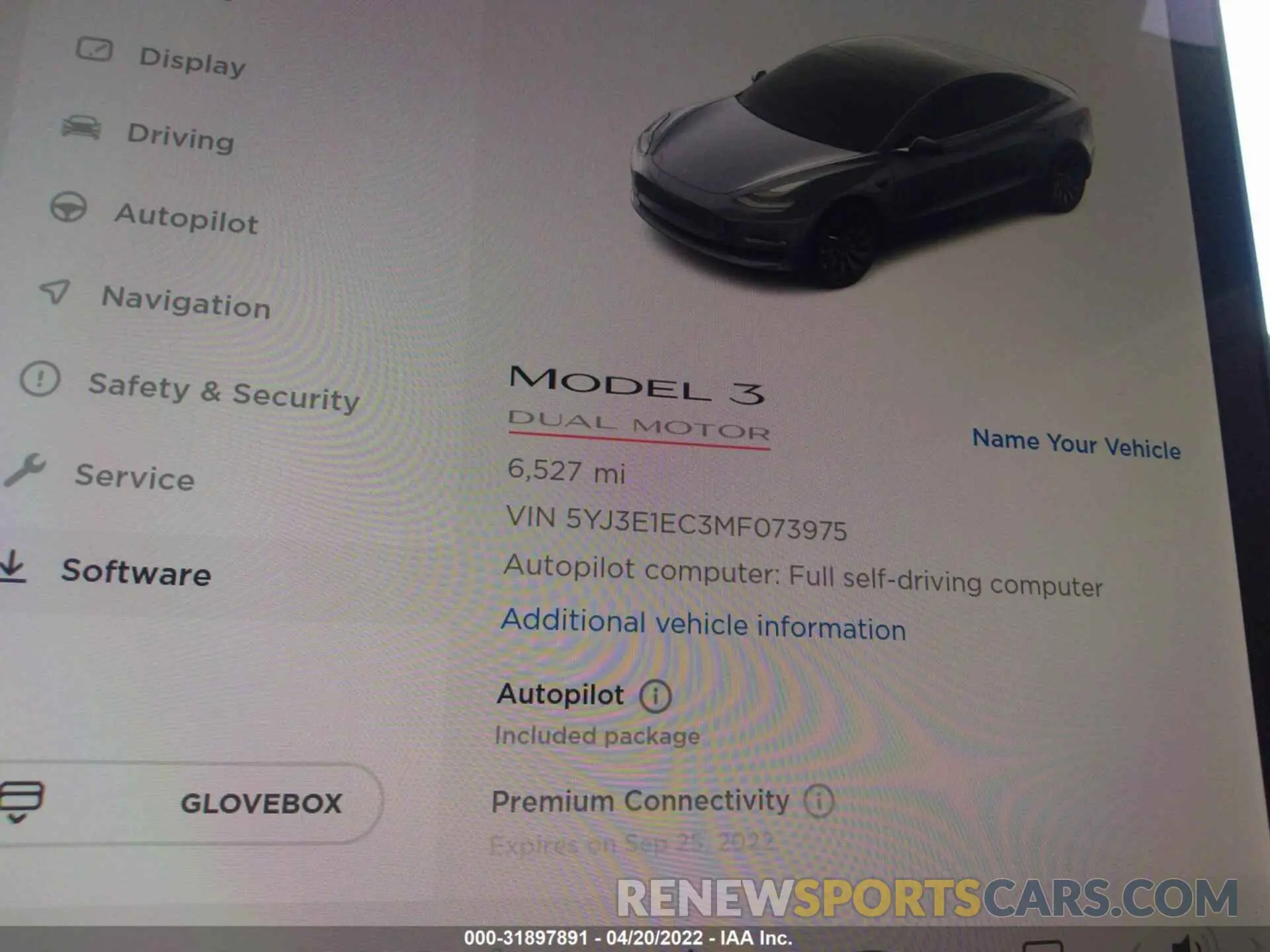 7 fotografías del automóvil dañado 5YJ3E1EC3MF073975 TESLA MODEL 3 2021