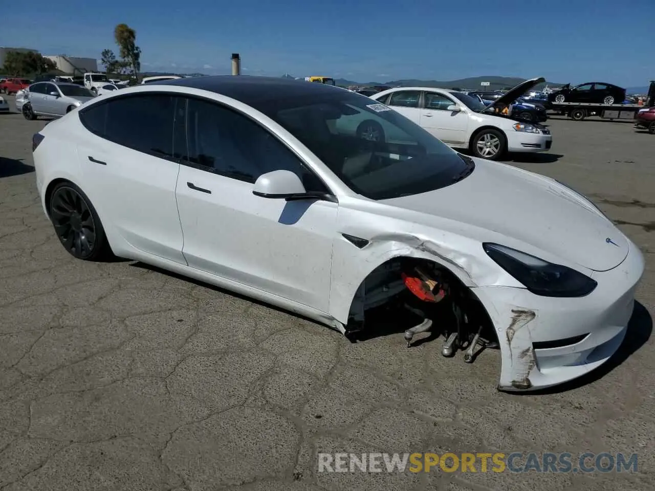 4 fotografías del automóvil dañado 5YJ3E1EC5MF077493 TESLA MODEL 3 2021