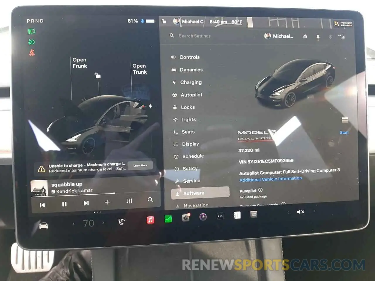 9 fotografías del automóvil dañado 5YJ3E1EC5MF093659 TESLA MODEL 3 2021