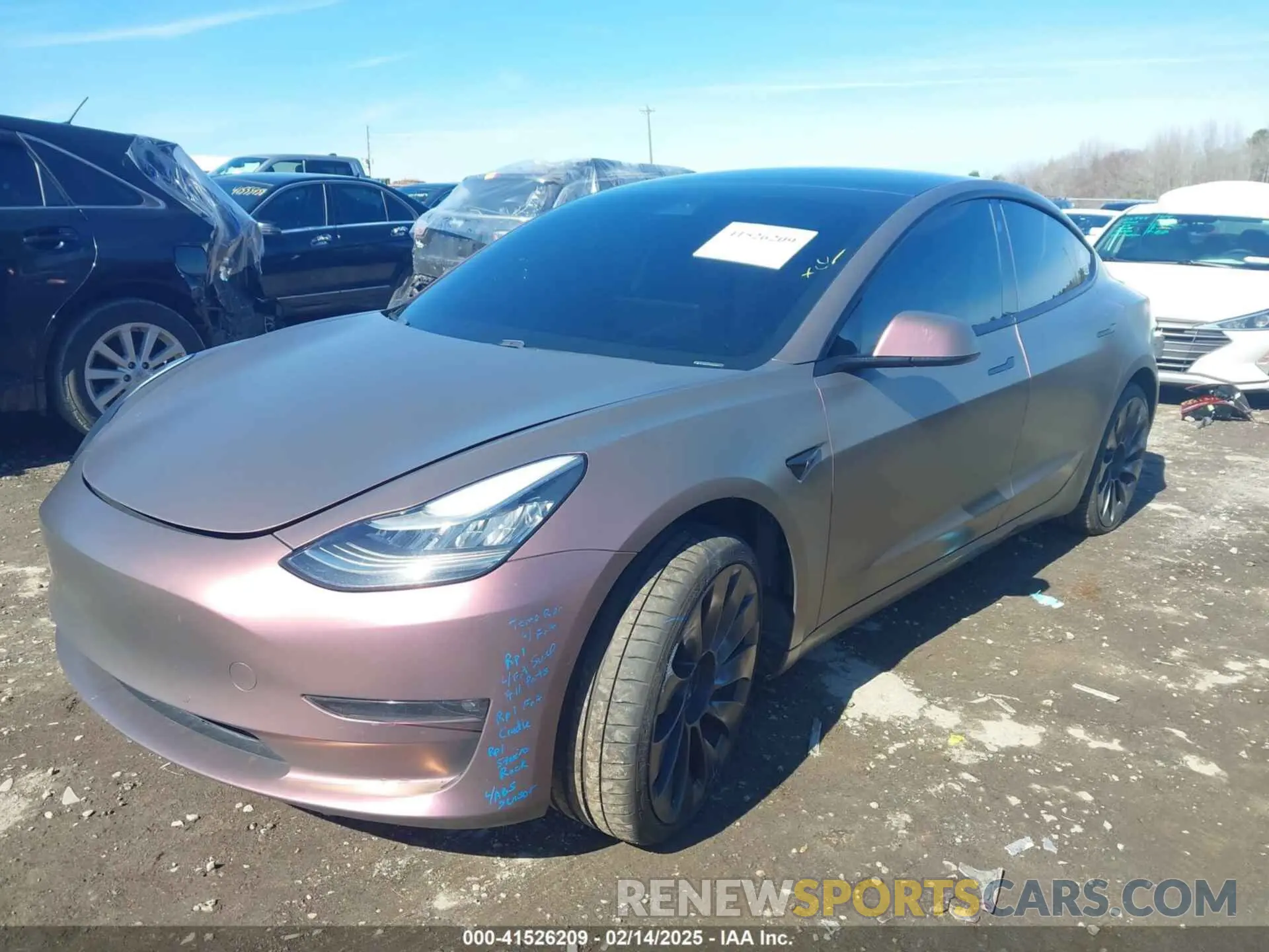 2 fotografías del automóvil dañado 5YJ3E1EC5MF849832 TESLA MODEL 3 2021