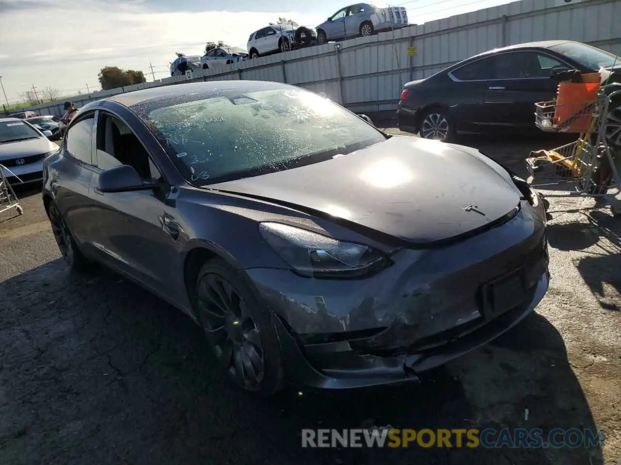 4 fotografías del automóvil dañado 5YJ3E1EC6MF072576 TESLA MODEL 3 2021