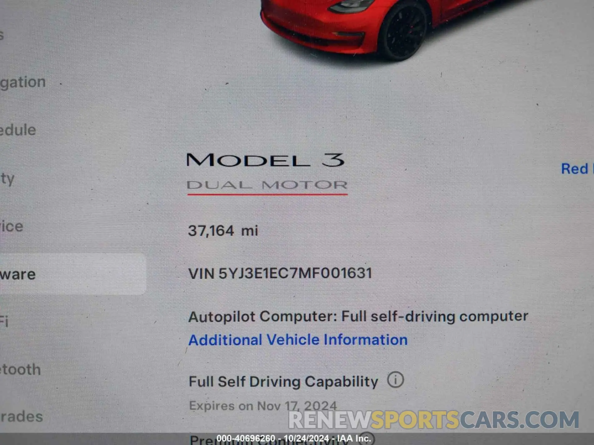 16 fotografías del automóvil dañado 5YJ3E1EC7MF001631 TESLA MODEL 3 2021