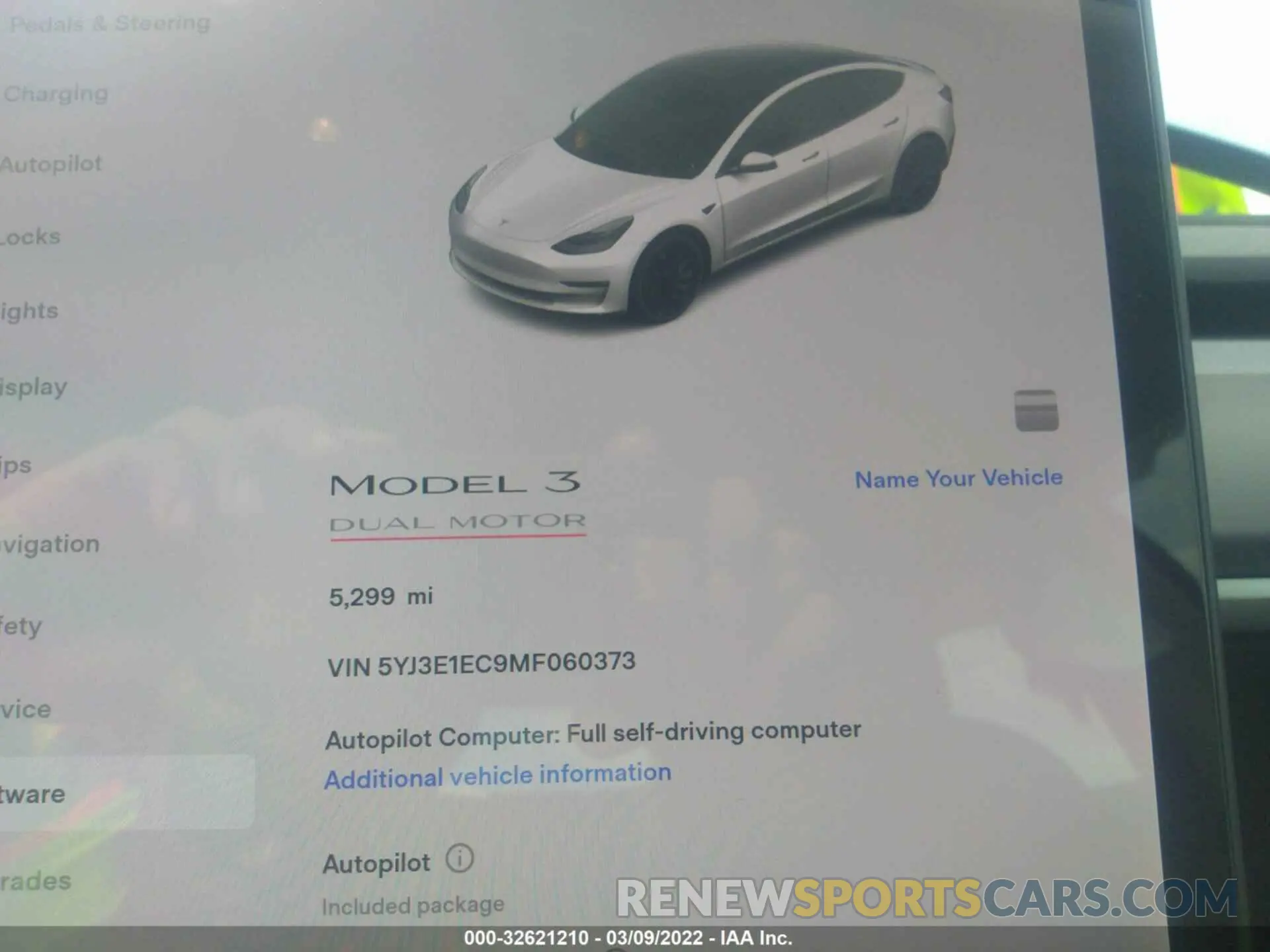 7 fotografías del automóvil dañado 5YJ3E1EC9MF060373 TESLA MODEL 3 2021