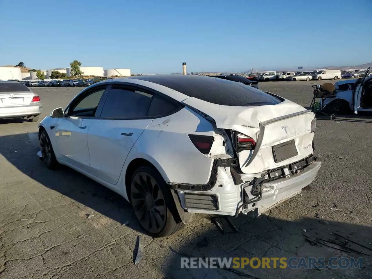 2 fotografías del automóvil dañado 5YJ3E1EC9MF875334 TESLA MODEL 3 2021