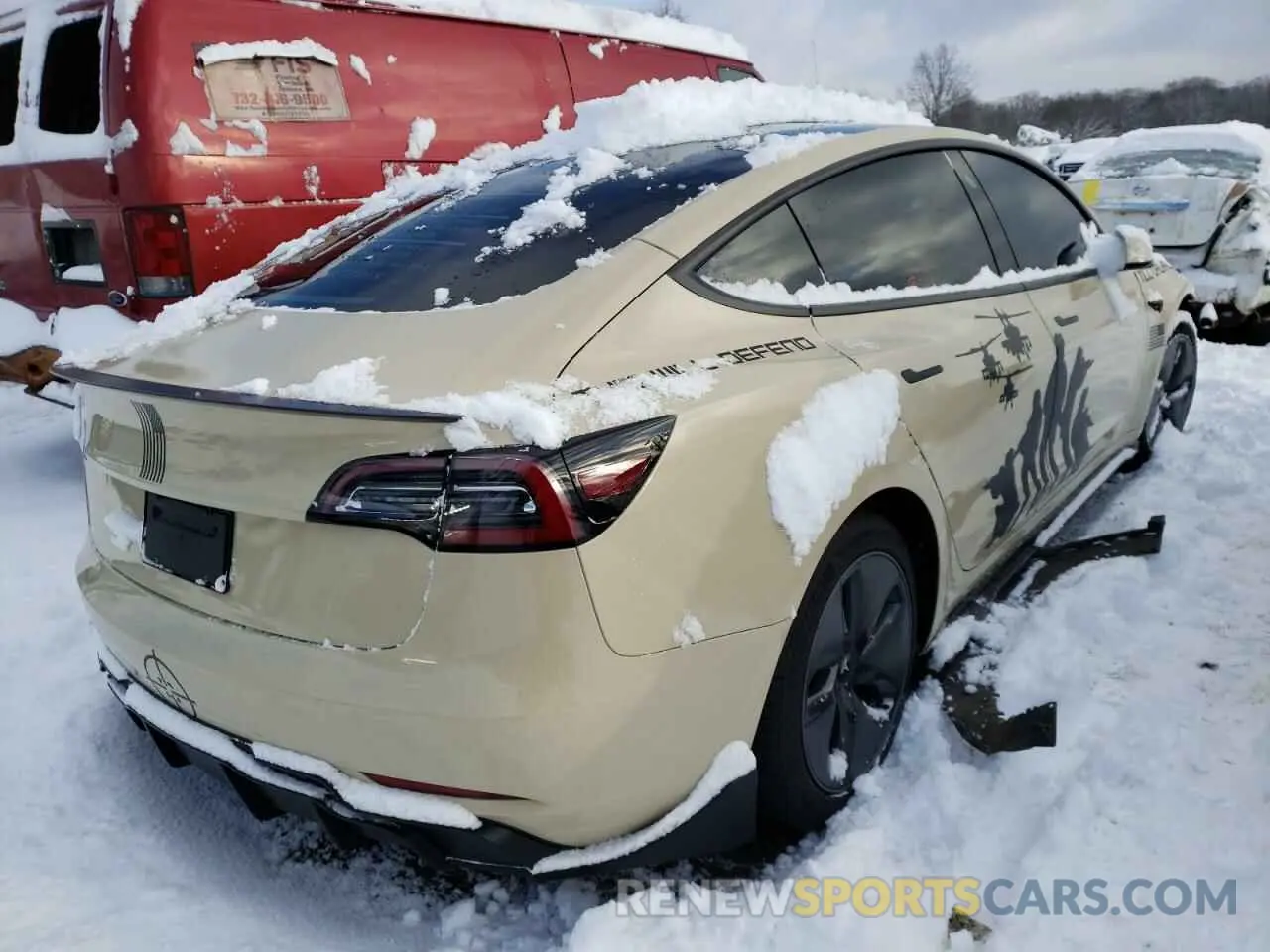 4 fotografías del automóvil dañado 5YJ3E1ECXMF055828 TESLA MODEL 3 2021