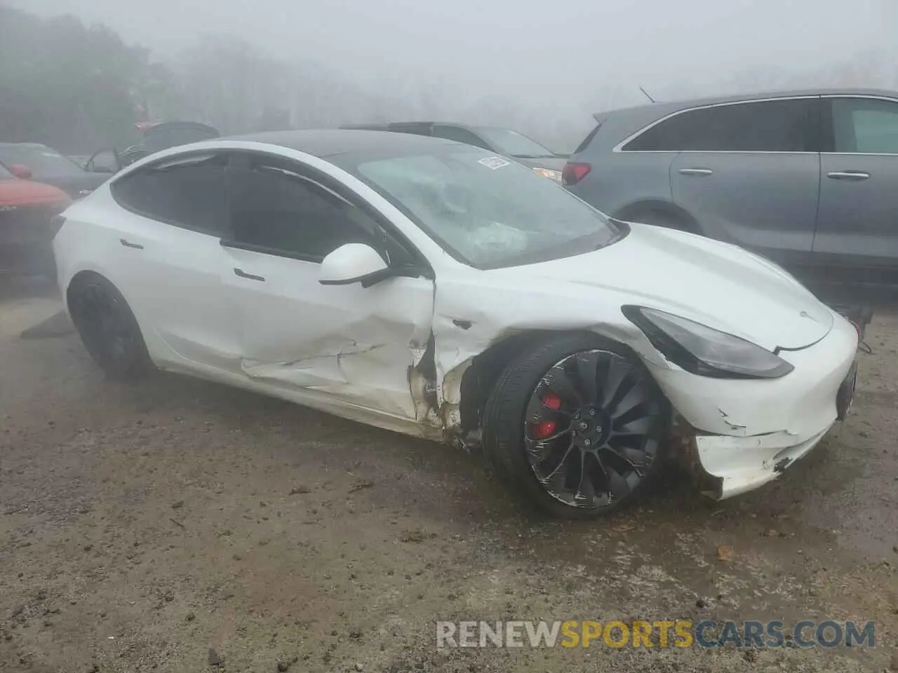 4 fotografías del automóvil dañado 5YJ3E1ECXMF984417 TESLA MODEL 3 2021