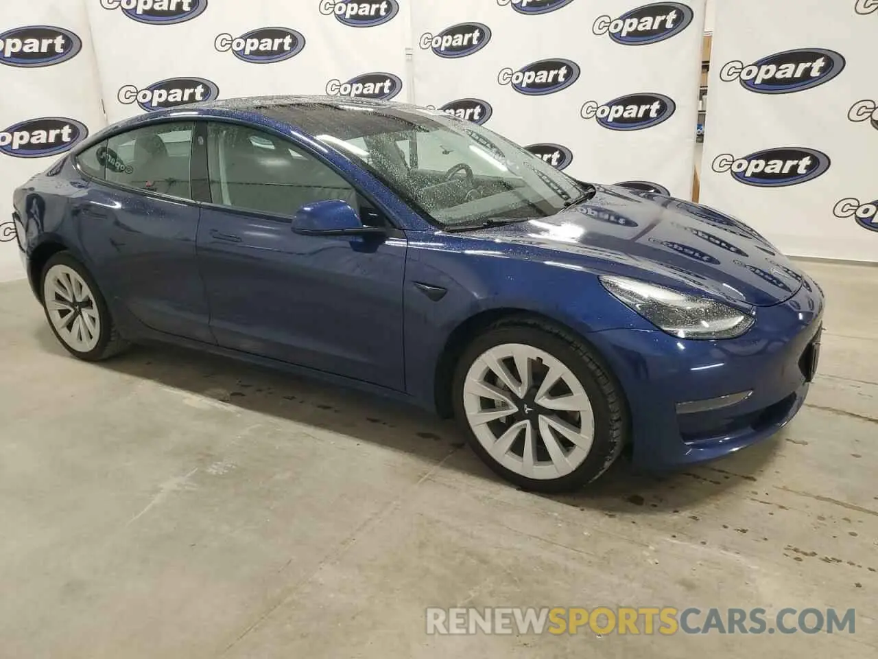 4 fotografías del automóvil dañado 5YJ3E1EA0NF184970 TESLA MODEL 3 2022