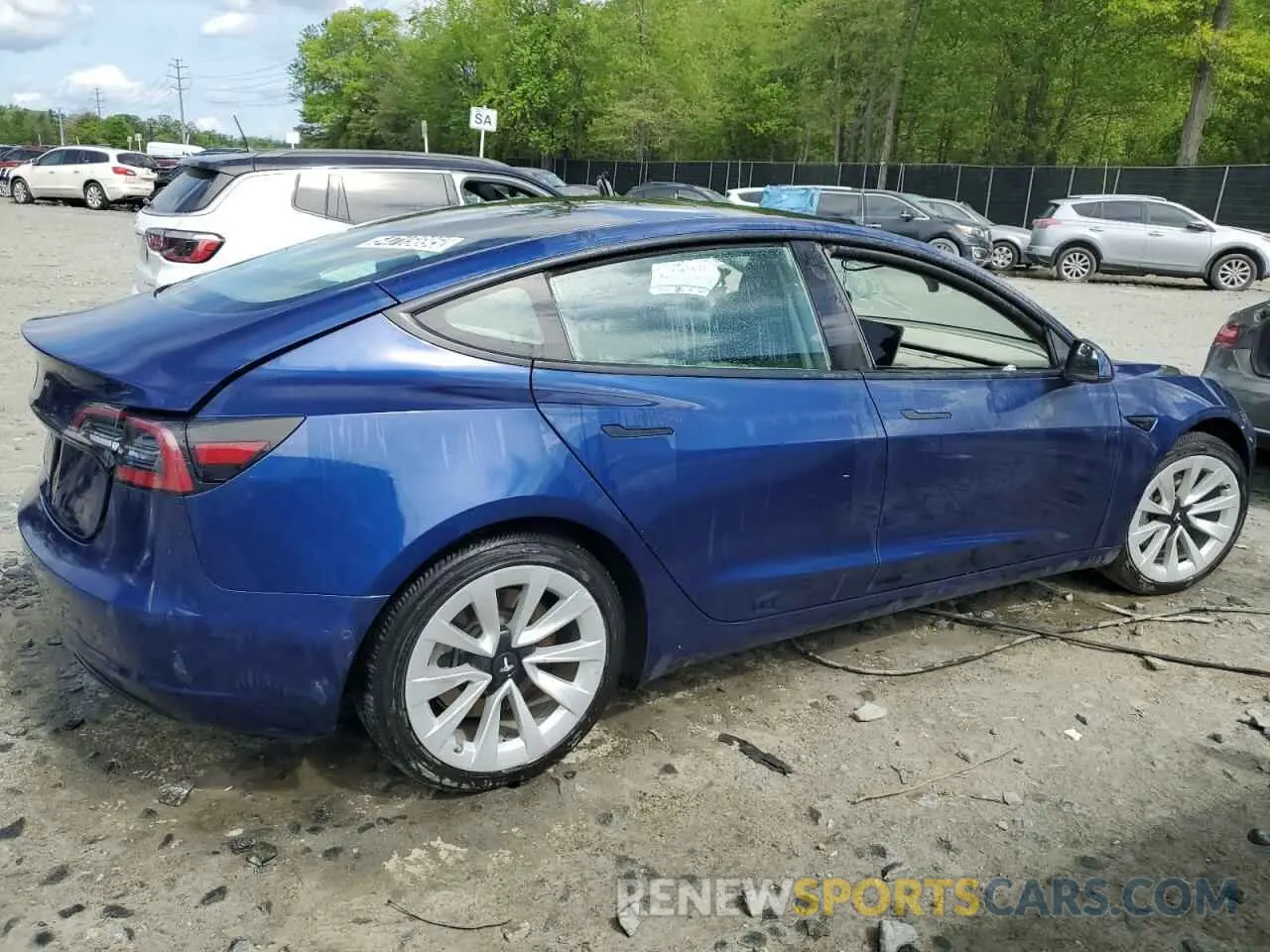 3 fotografías del automóvil dañado 5YJ3E1EA0NF184984 TESLA MODEL 3 2022
