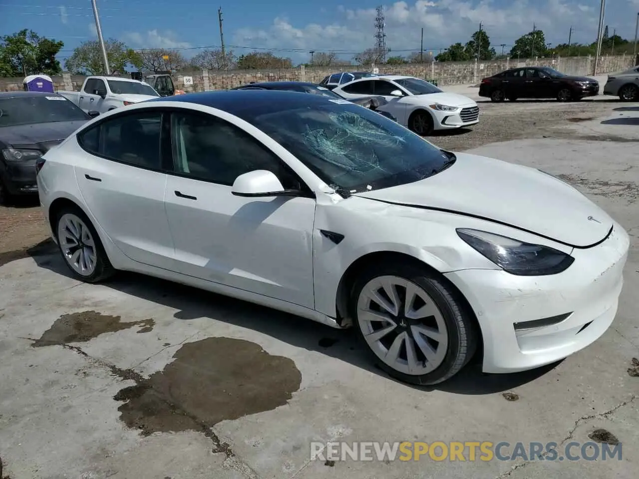 4 fotografías del automóvil dañado 5YJ3E1EA0NF287788 TESLA MODEL 3 2022