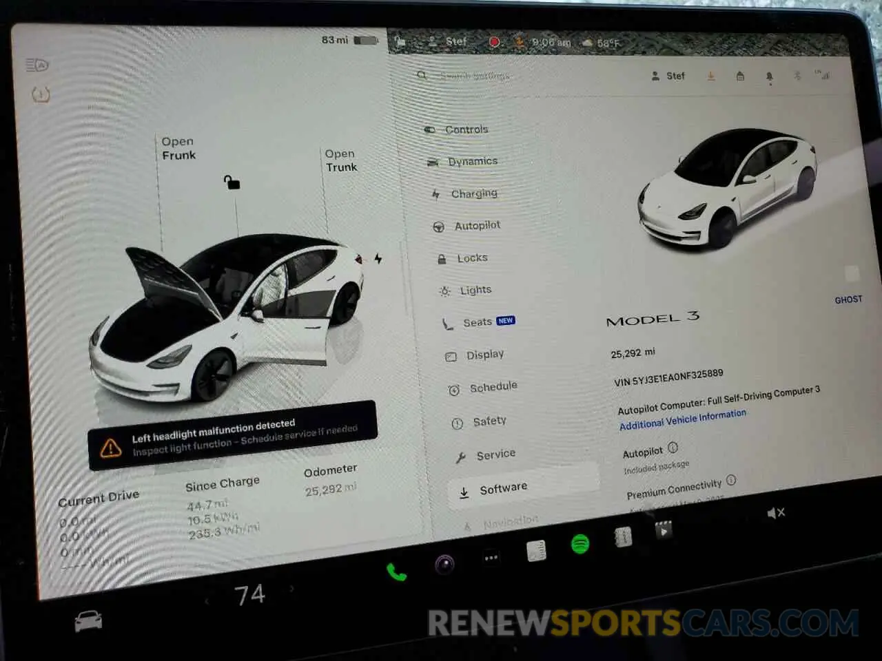 9 fotografías del automóvil dañado 5YJ3E1EA0NF325889 TESLA MODEL 3 2022