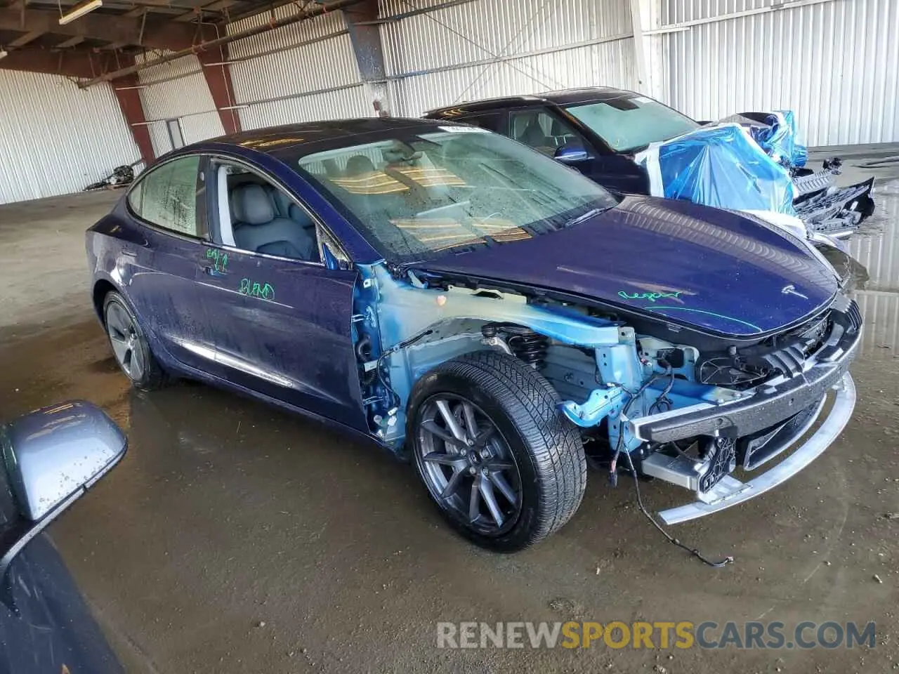 4 fotografías del automóvil dañado 5YJ3E1EA0NF370069 TESLA MODEL 3 2022