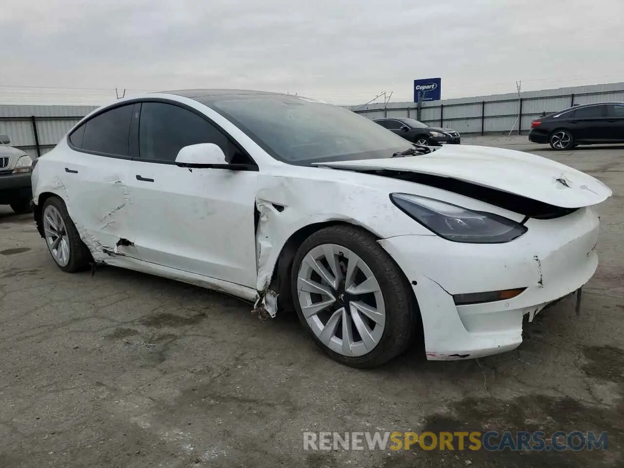 4 fotografías del automóvil dañado 5YJ3E1EA1NF143263 TESLA MODEL 3 2022