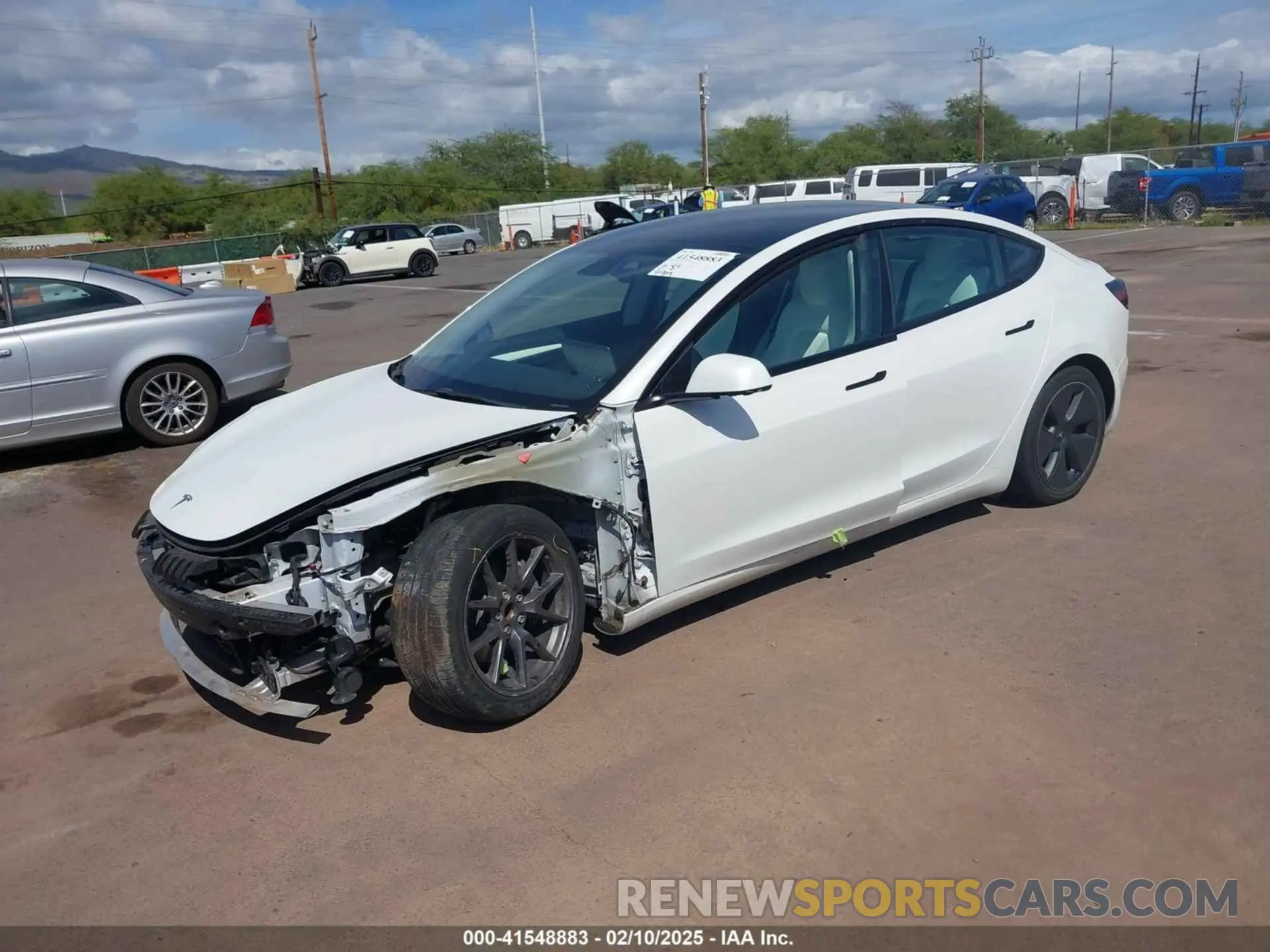 2 fotografías del automóvil dañado 5YJ3E1EA1NF241533 TESLA MODEL 3 2022